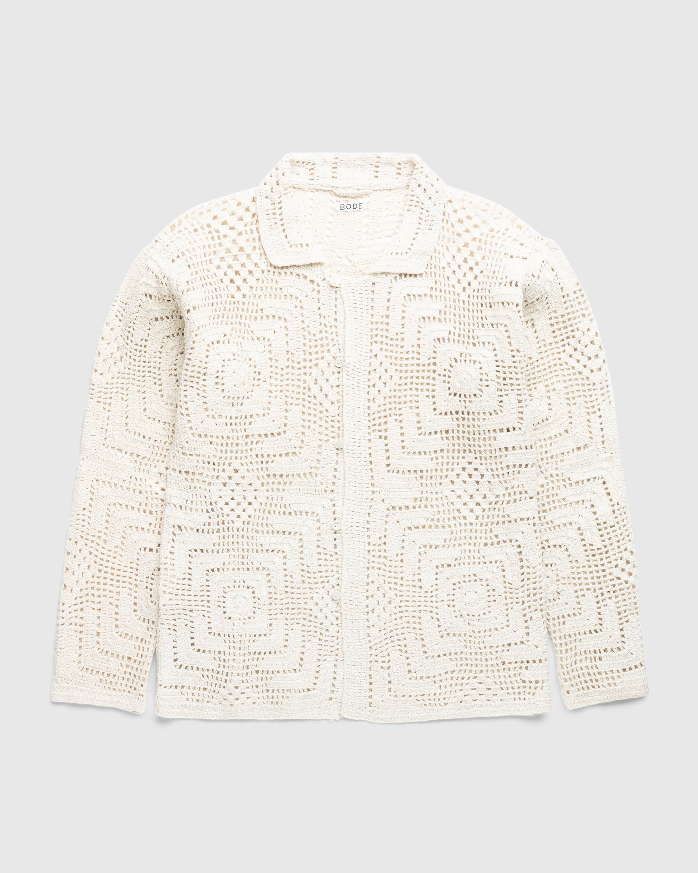 Bode - Overdye Crochet Shirt Cream - Clothing - Beige - Image 1