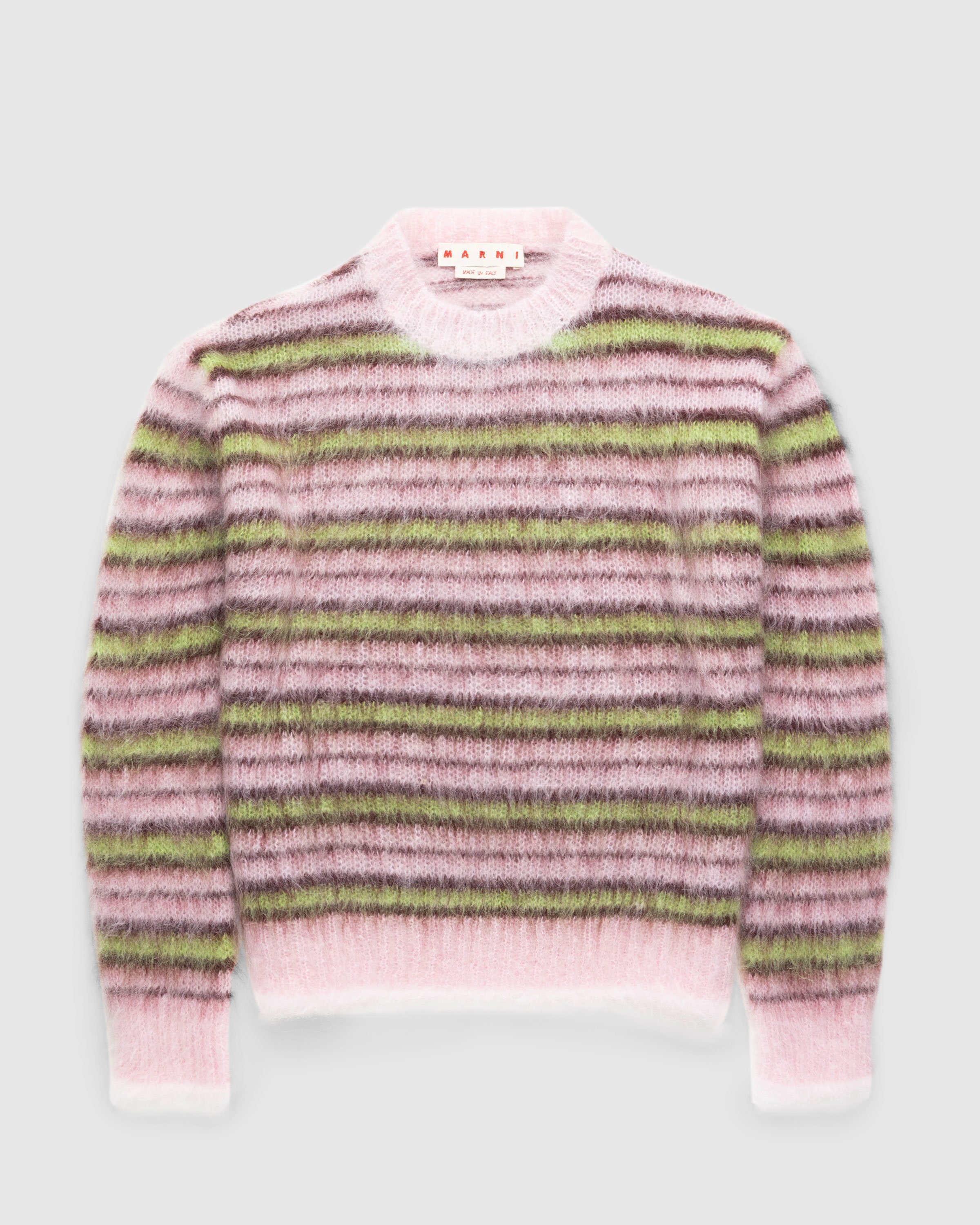 Marni - Striped Mohair Sweater Multi - Clothing - Pink - Image 1