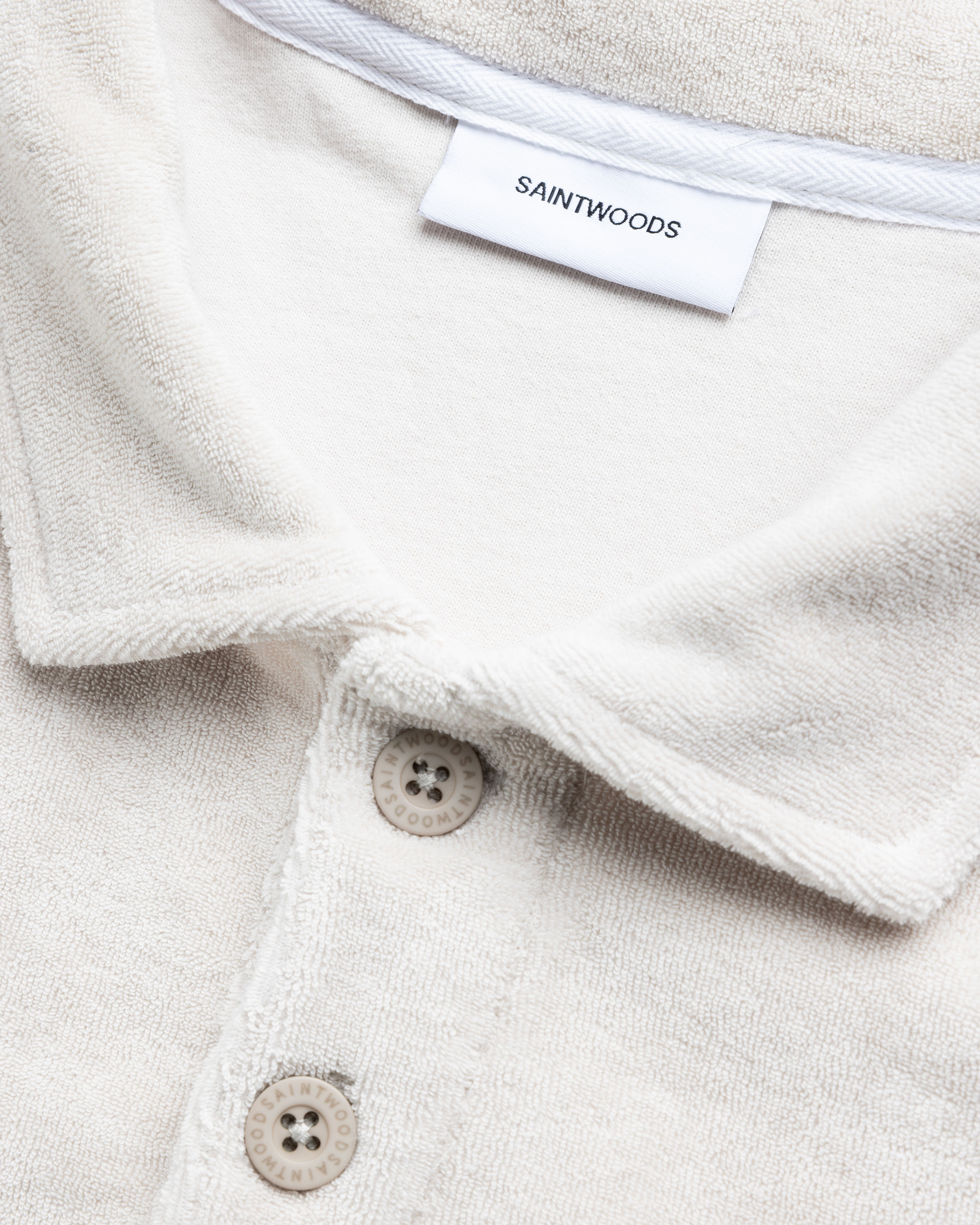 Saintwoods - Terry Cotton Polo Light Grey - Clothing - Grey - Image 6