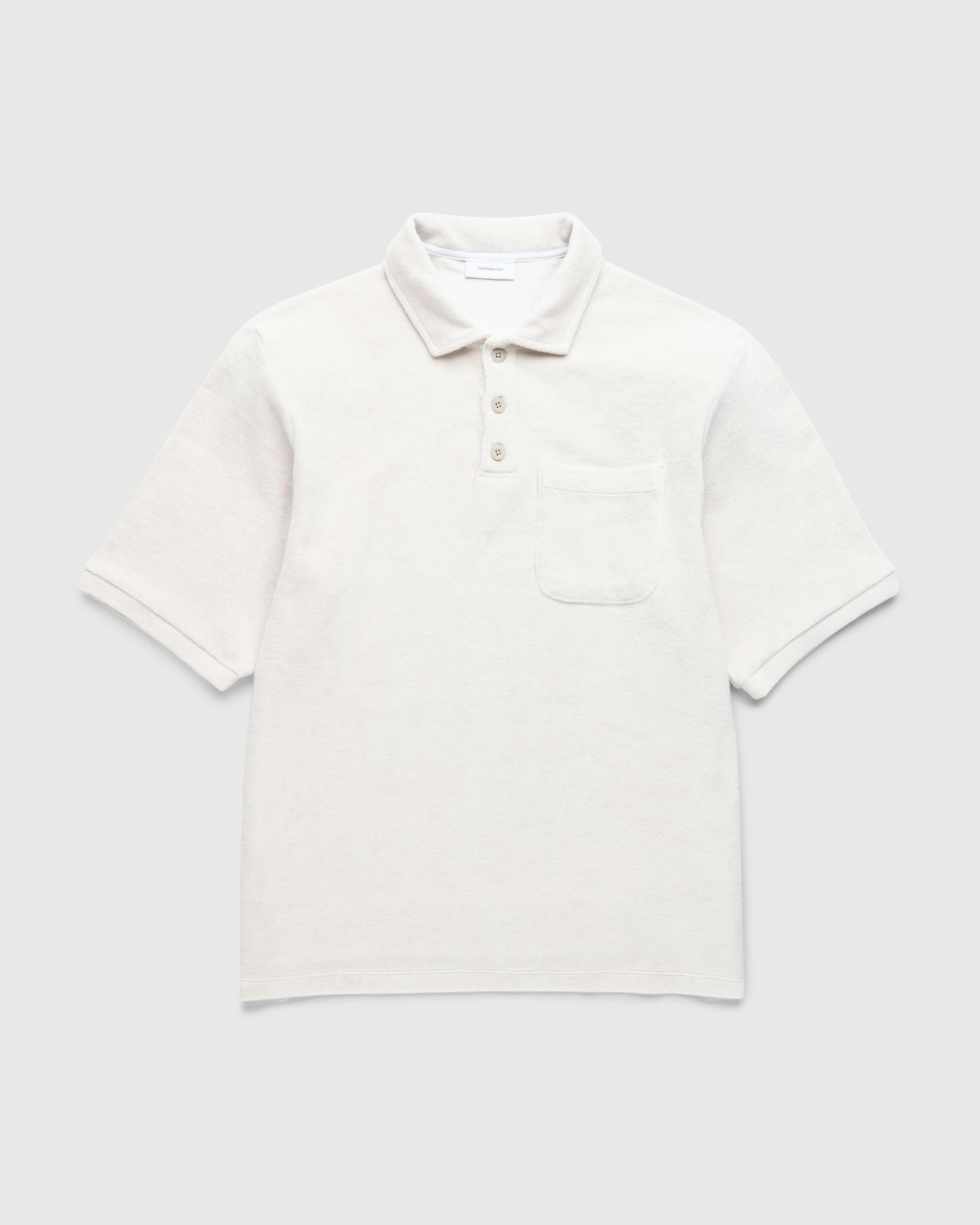 Saintwoods - Terry Cotton Polo Light Grey - Clothing - Grey - Image 1