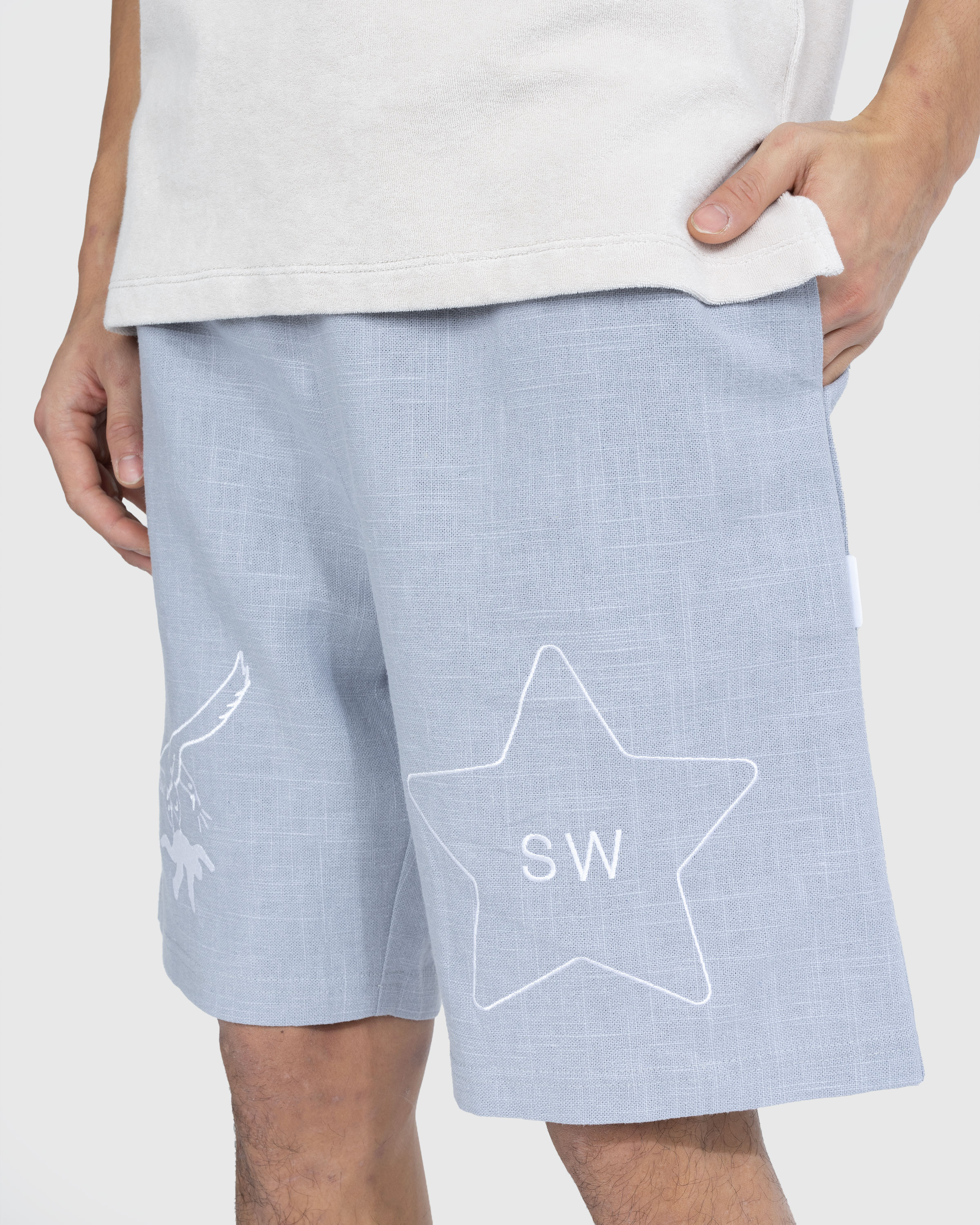 Saintwoods - SW Linen Gym Shorts Light Blue - Clothing - Blue - Image 5