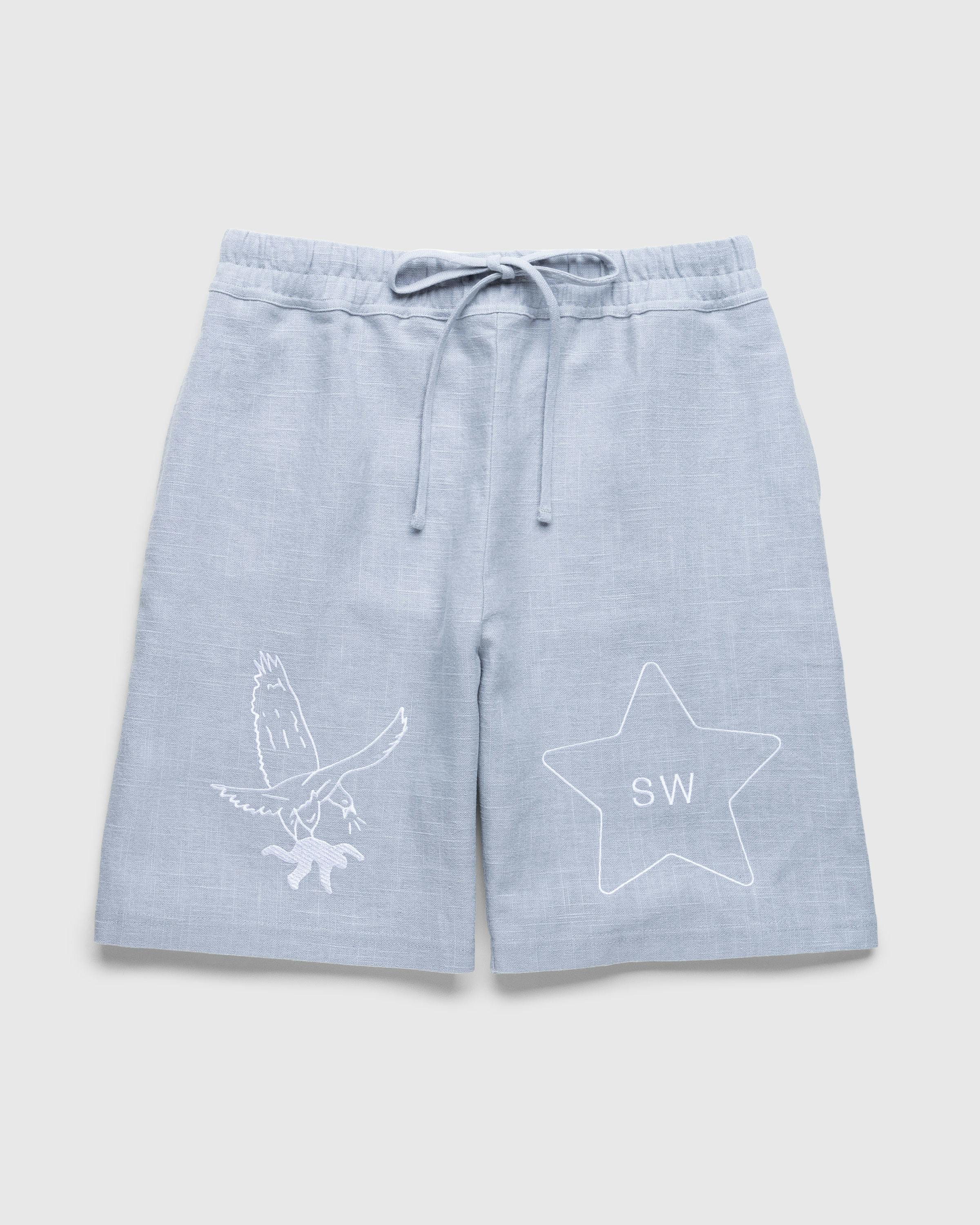 Saintwoods - SW Linen Gym Shorts Light Blue - Clothing - Blue - Image 1