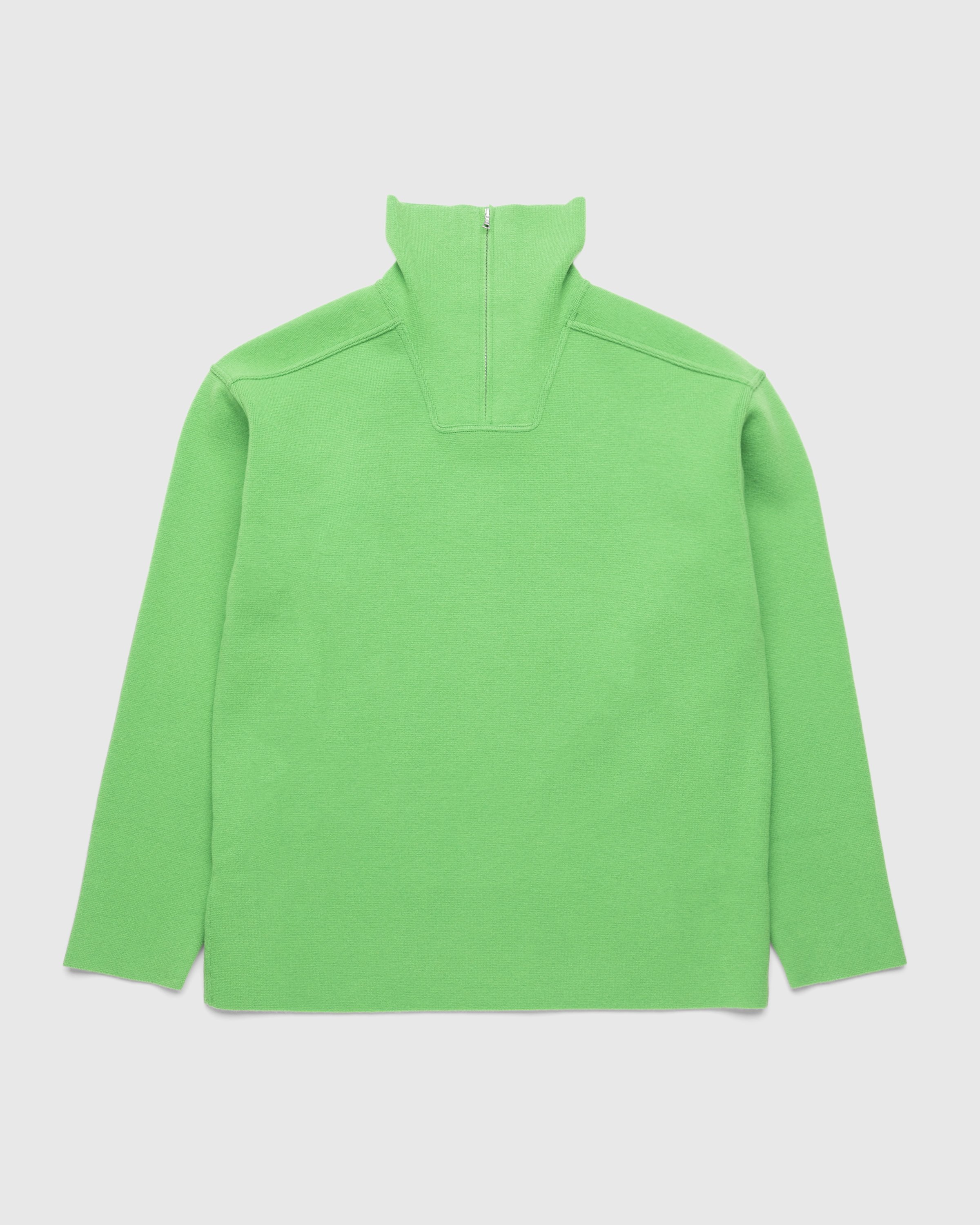 Auralee - Heavy Milano Rib Knit Zip Turtleneck Green - Clothing - Green - Image 1