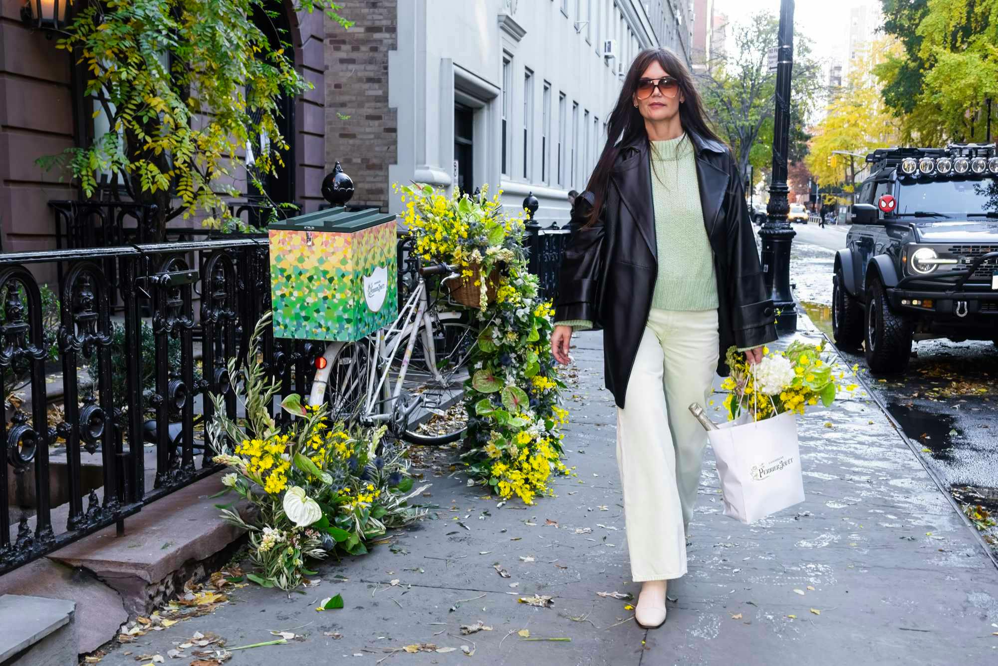 Katie Holmes seen walking in the west village, new york, with sunglasses