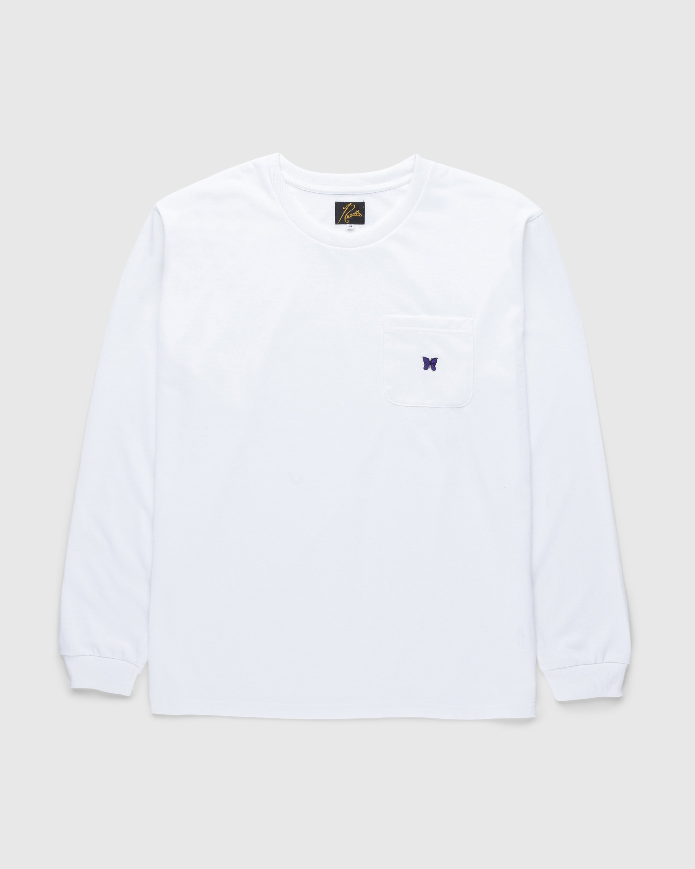 Needles - L/S Crew Neck Tee - Poly Jersey - Clothing - White - Image 1