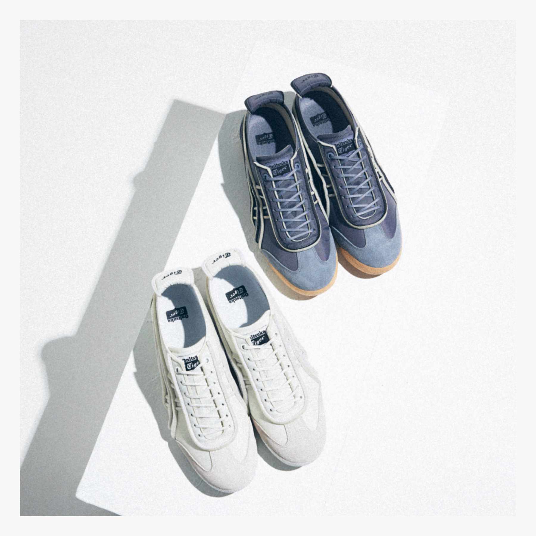 Onitsuka Tiger's Mexico 66 sneaker with a nylon upper in white and navy colorways
