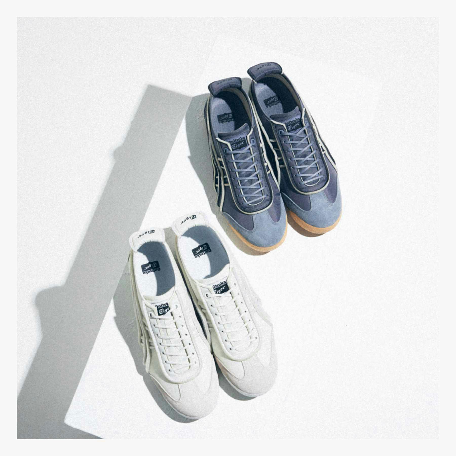 Onitsuka Tiger's Mexico 66 sneaker with a nylon upper in white and navy colorways