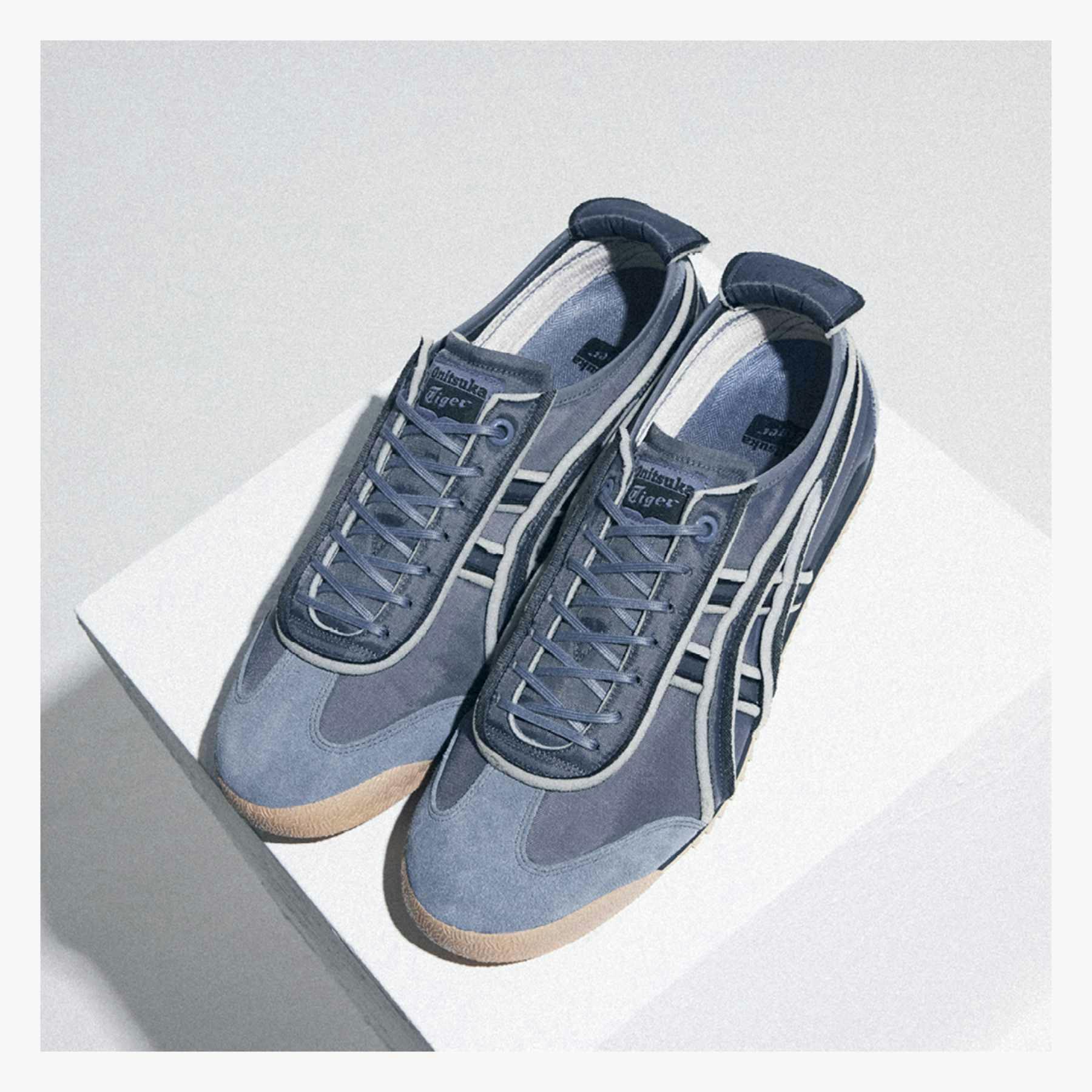 Onitsuka Tiger's Mexico 66 sneaker with a nylon upper in white and navy colorways