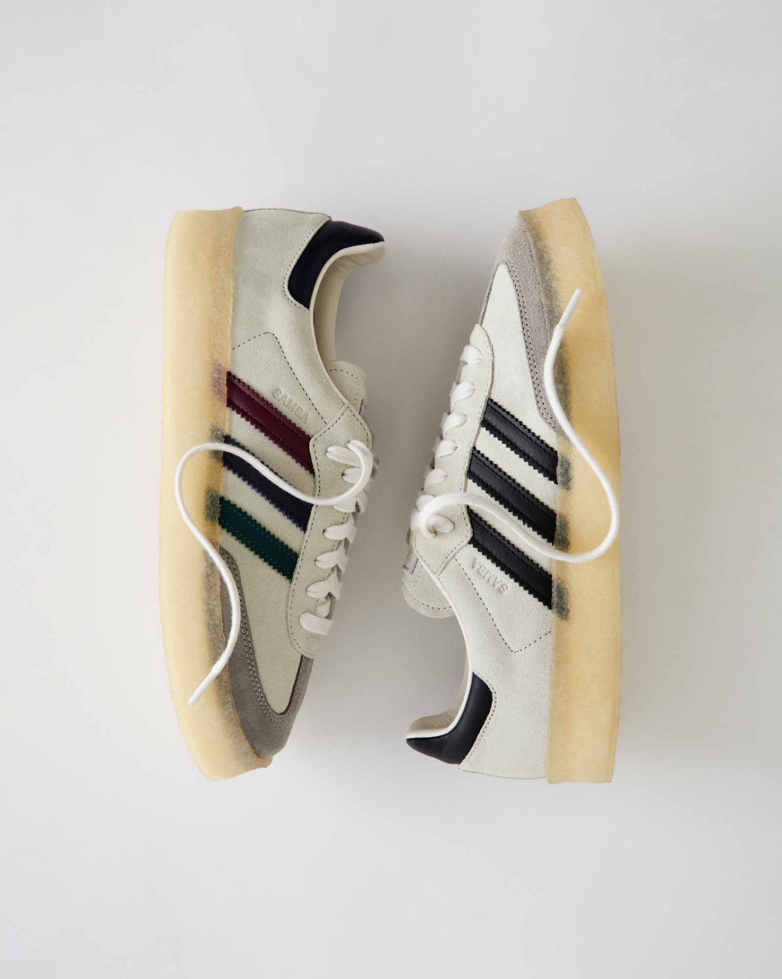 KITH x Clarks x adidas Samba sneakers in a black and white colorway