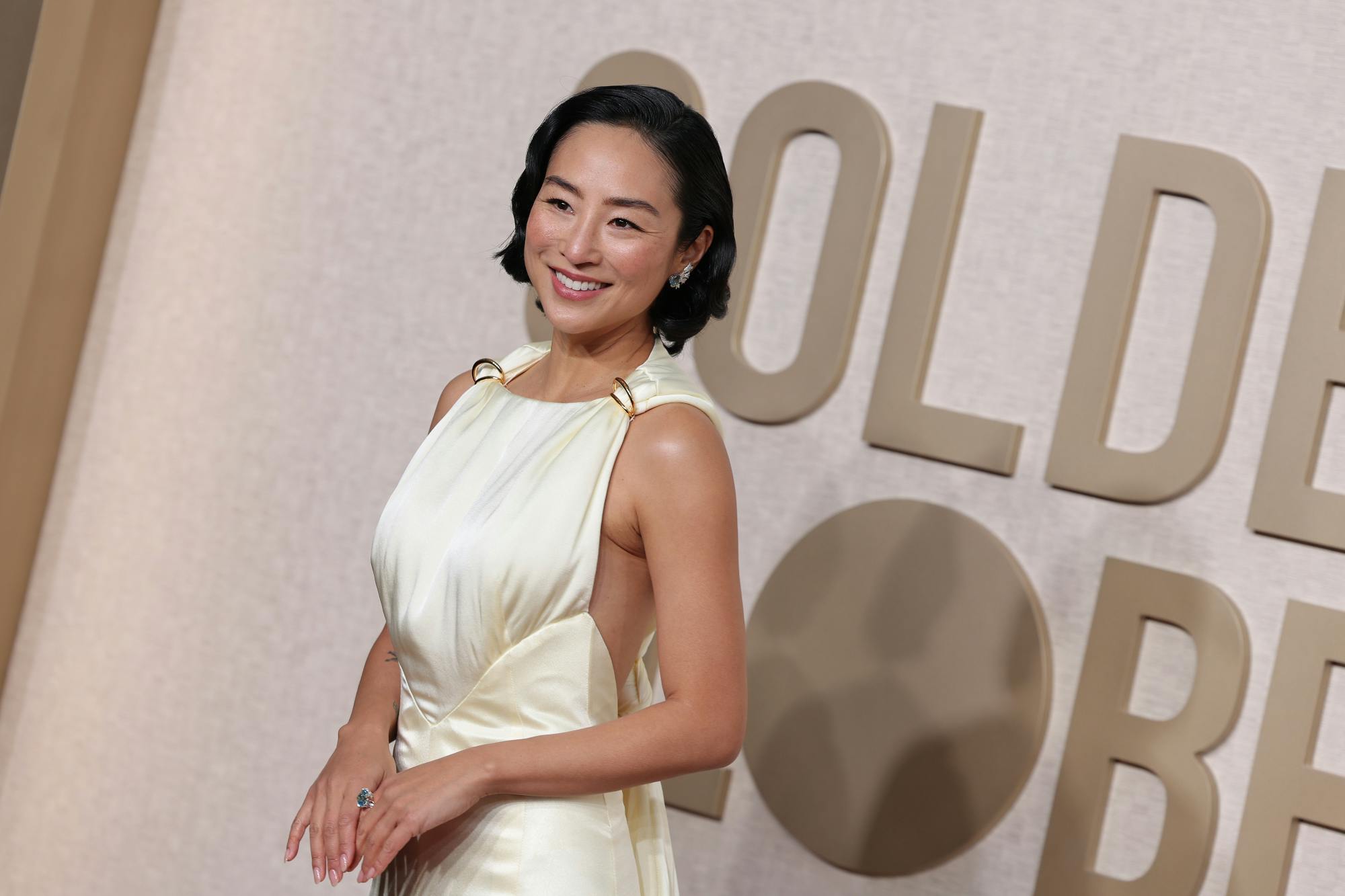 Greta Lee at the 2024 Golden Globes