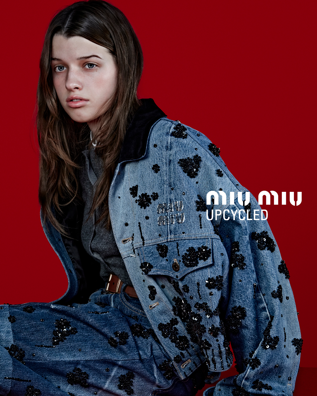 Miu Miu's 2024 Upcycled collection, including jackets, bras & accessories made of vintage denim