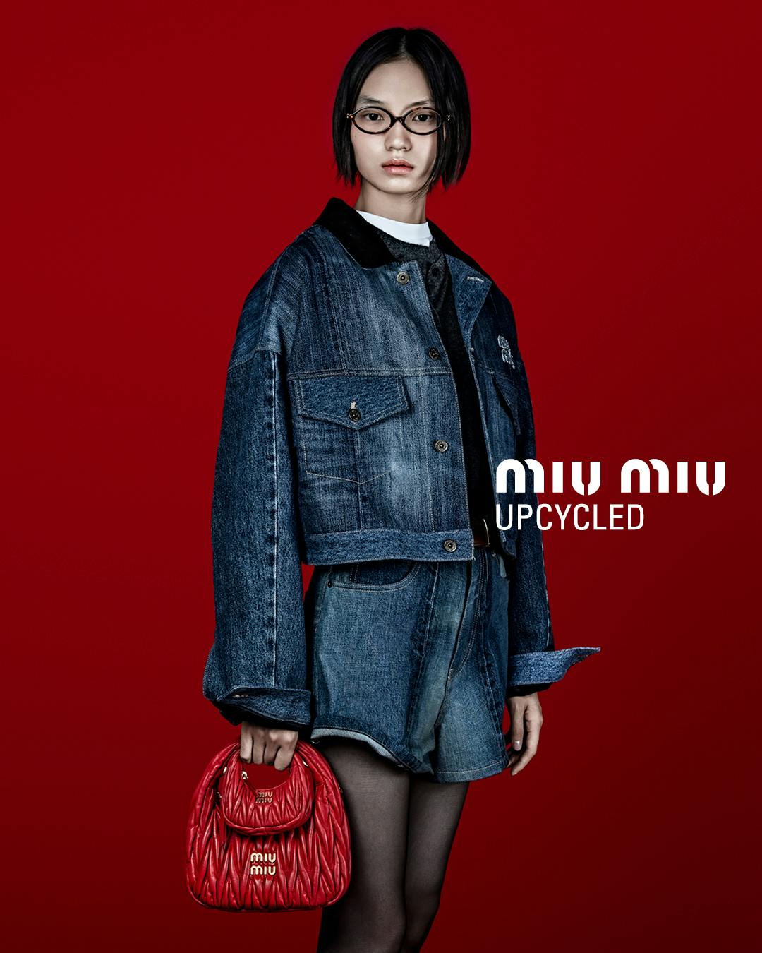 Miu Miu's 2024 Upcycled collection, including jackets, bras & accessories made of vintage denim