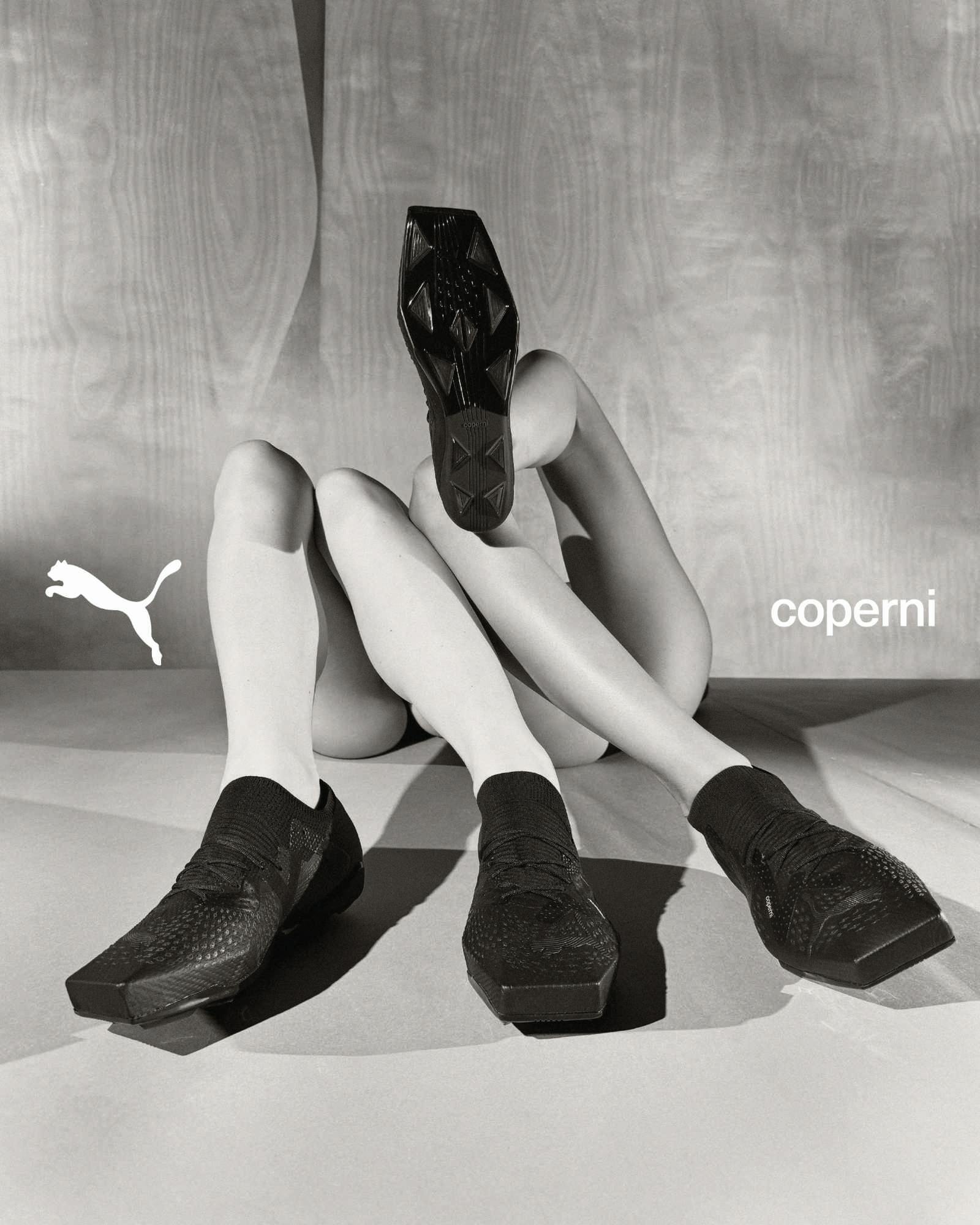 Models wear PUMA & Coperni's collaborative sneaker