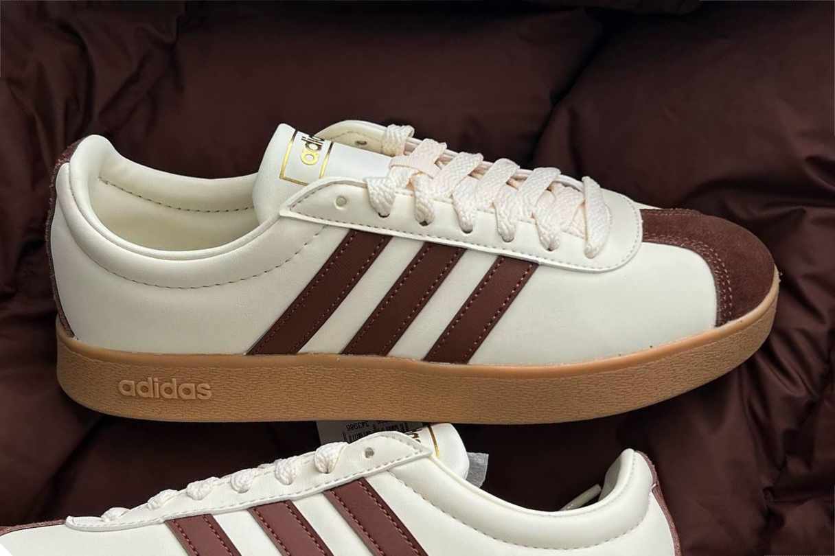 adidas' VL Court 2.0 sneaker in a white and brown colorway