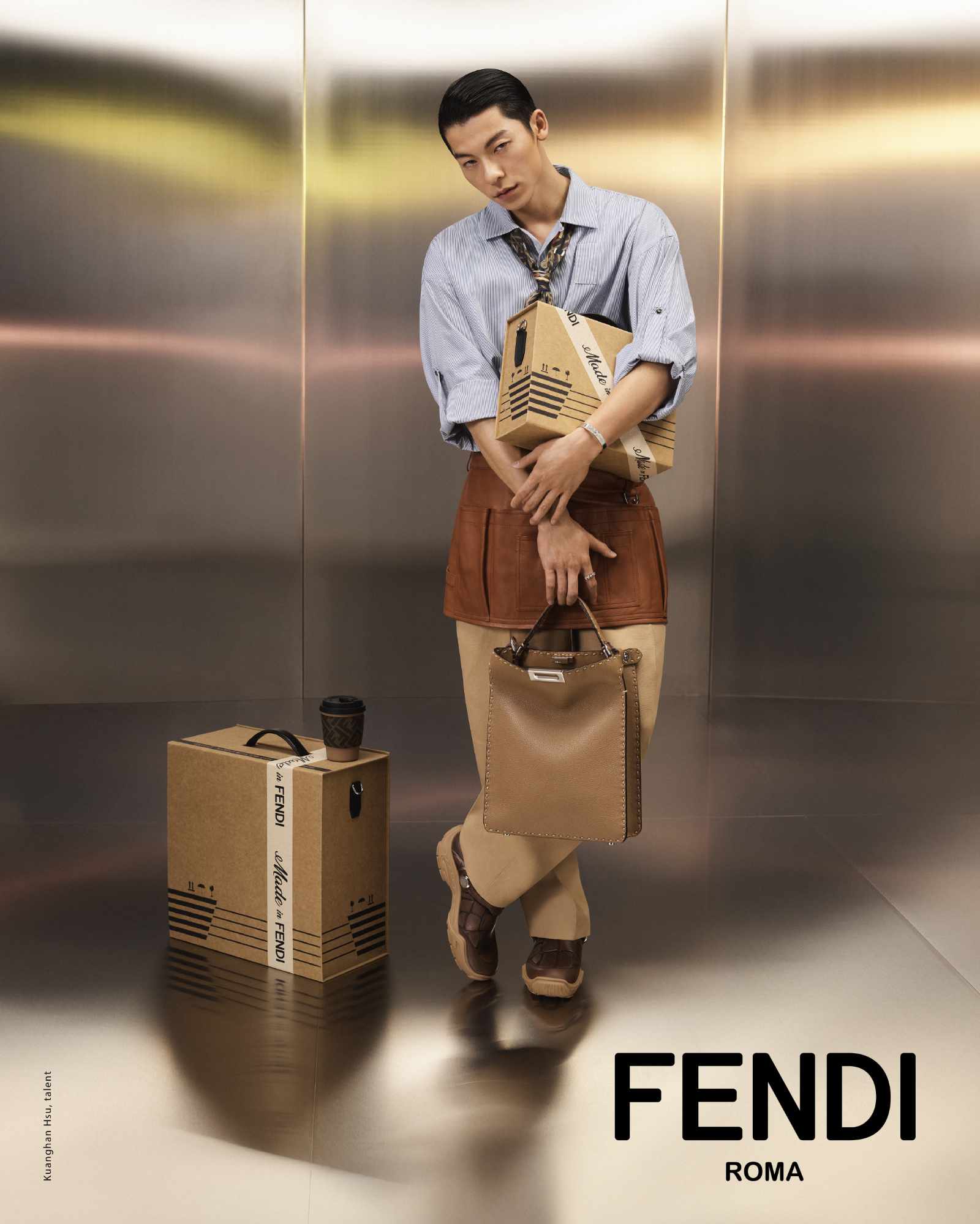 Models wear Fendi's SS24 menswear collection