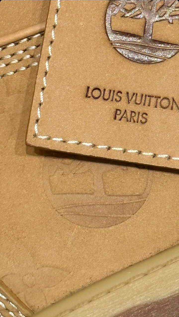 Pharrell's Louis Vuitton x Timberland collaborative boot tag & logo