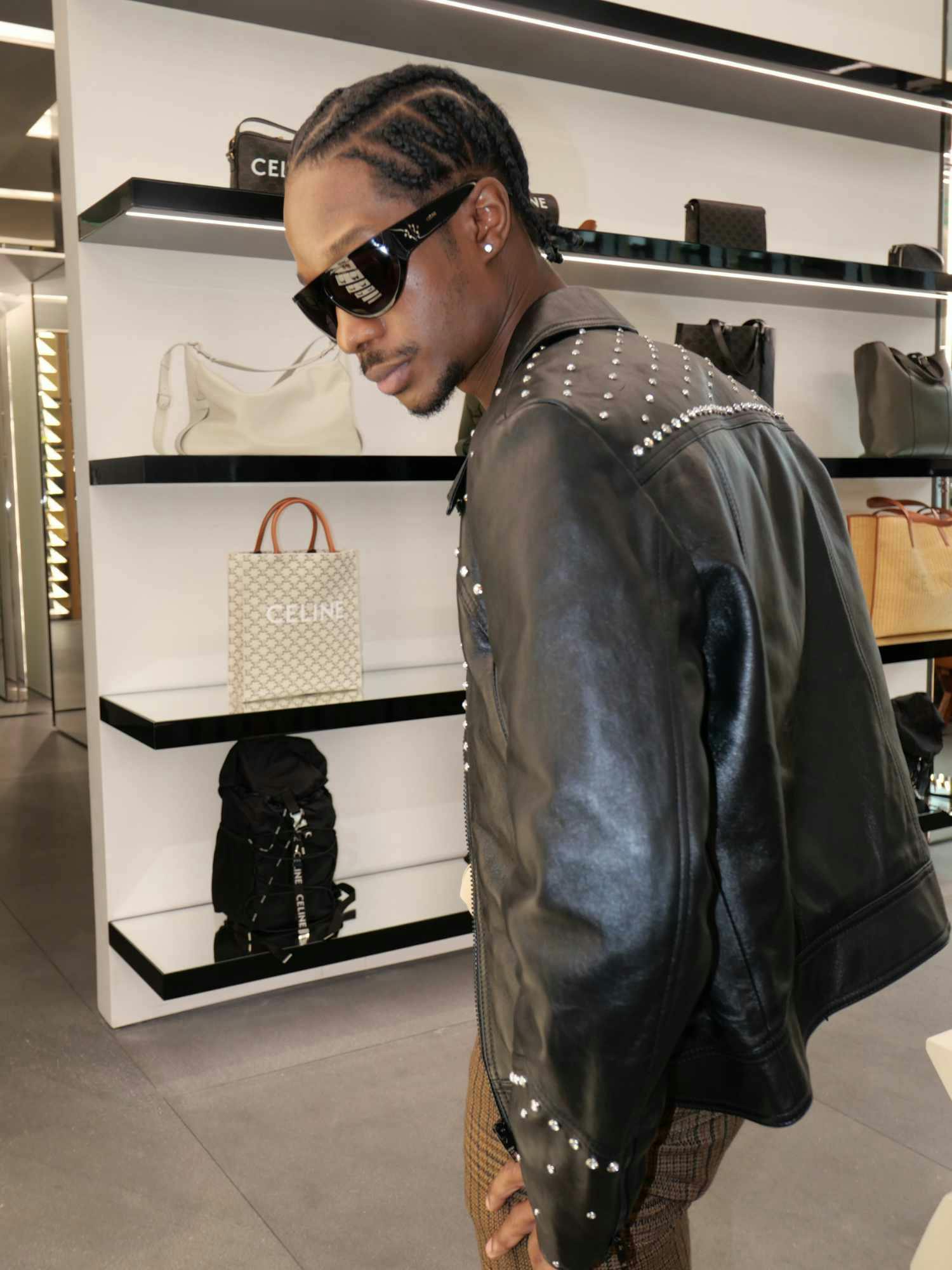 Lamar Johnson wearing CELINE in the CELINE Miami store