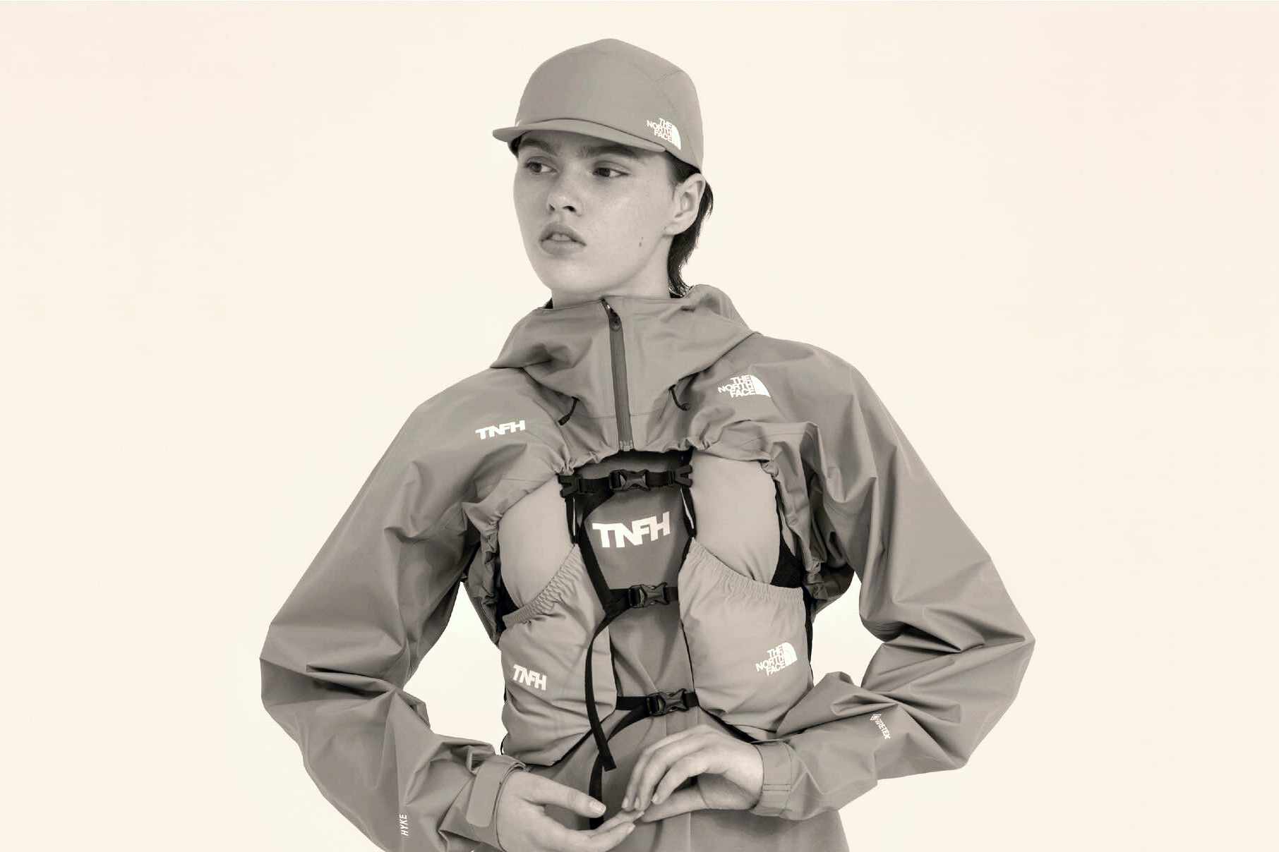 a model wears HYKE & The North Face's 2024 collab