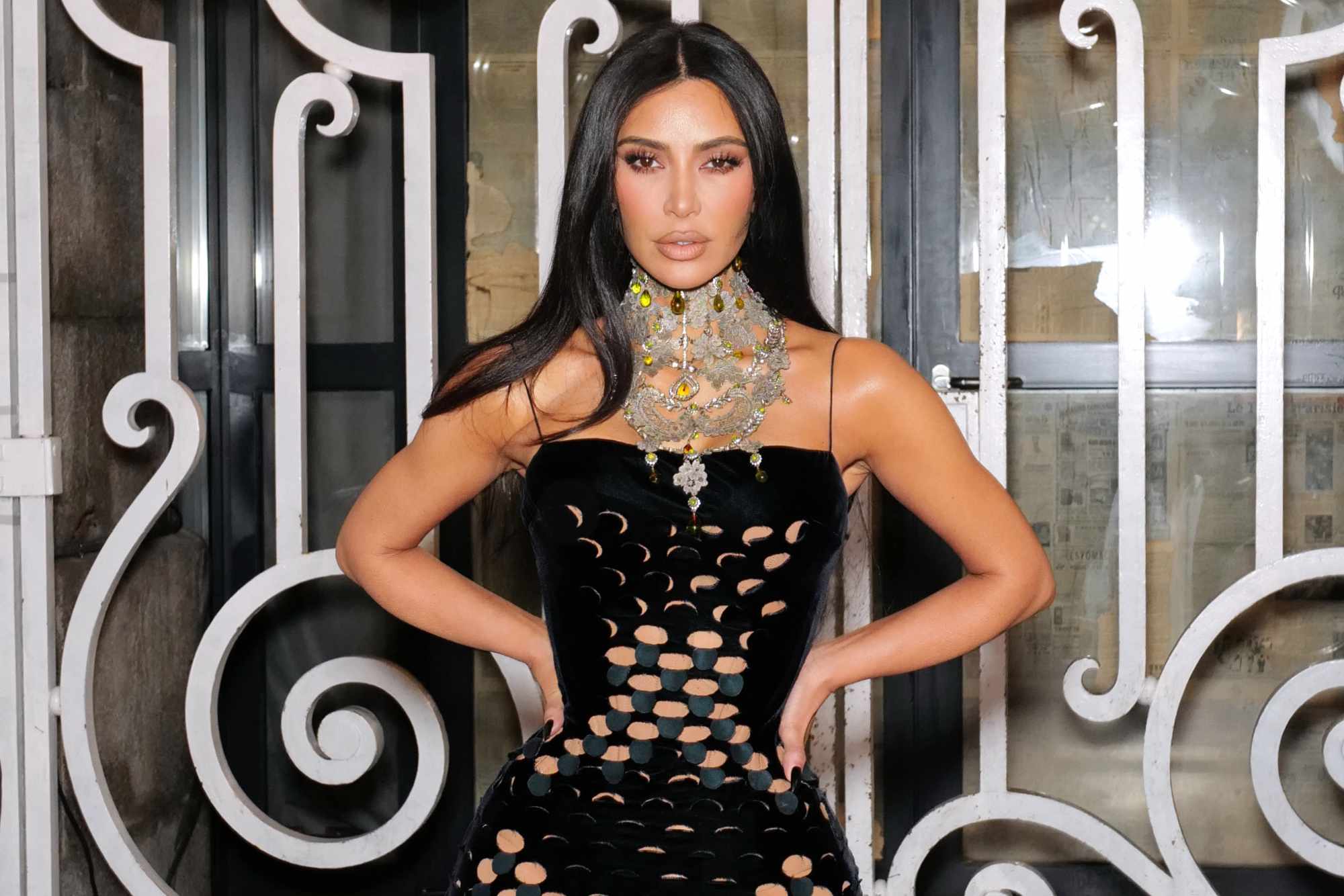Kim Kardashian wears Maison Margiela during Paris Fashion Couture Week SS24