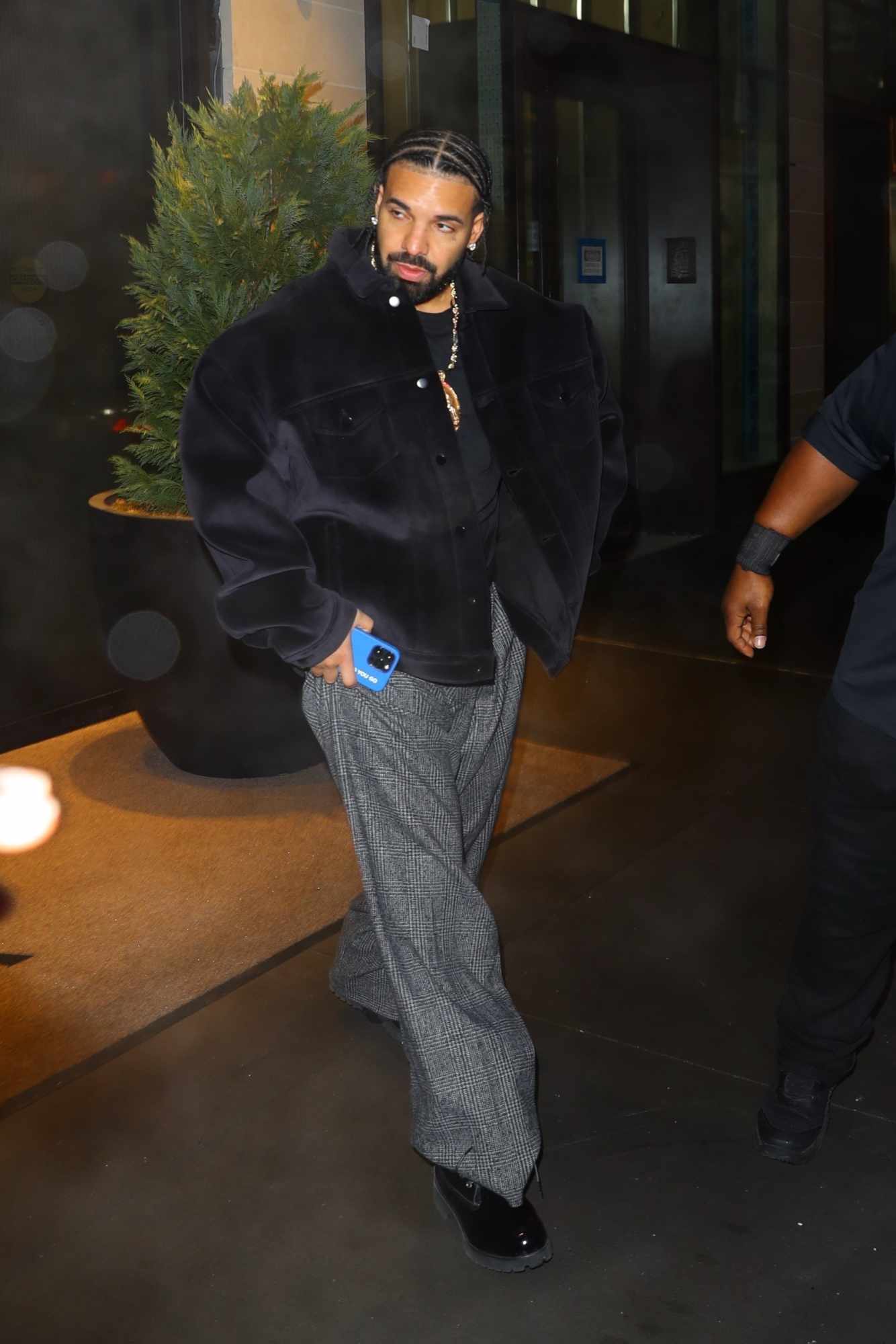 Drake & son Adonis dine out in New York in January 2024