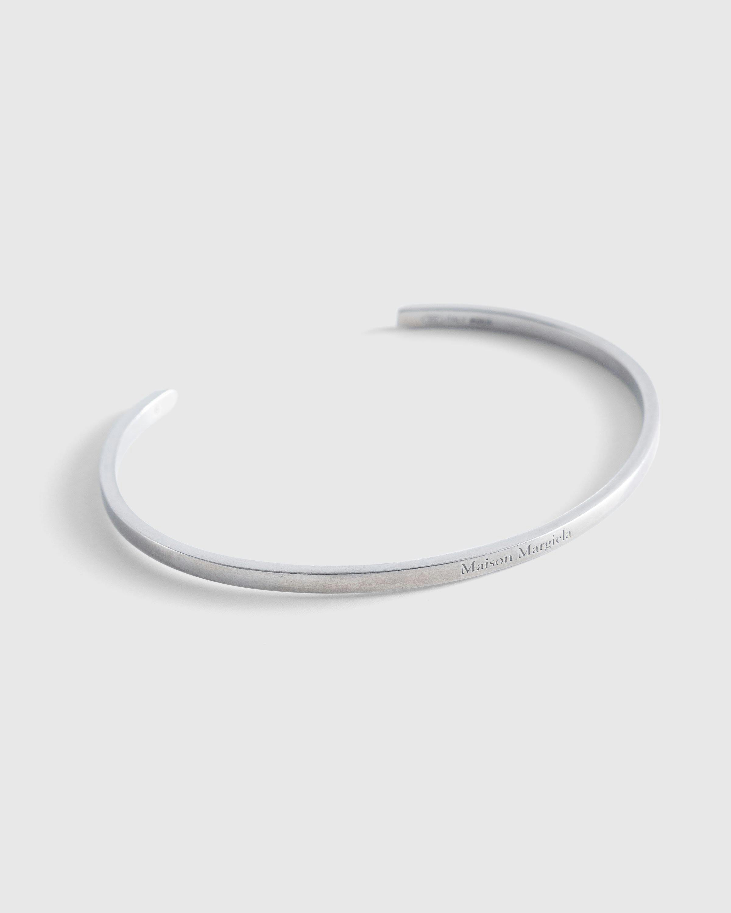 Maison Margiela - Logo Bangle Bracelet Palladio Burattato - Accessories - Silver - Image 2