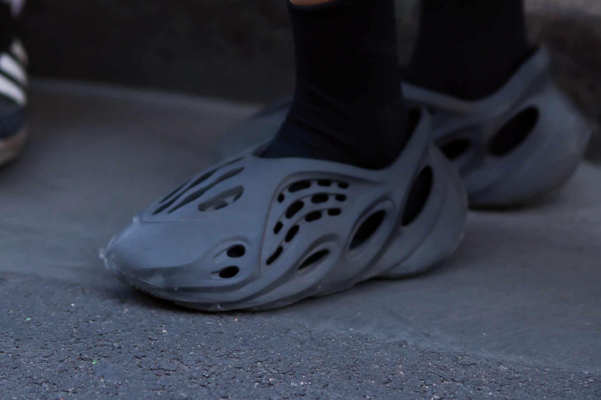 adidas YEEZY Foam Runner sneakers seen on-feet in grey