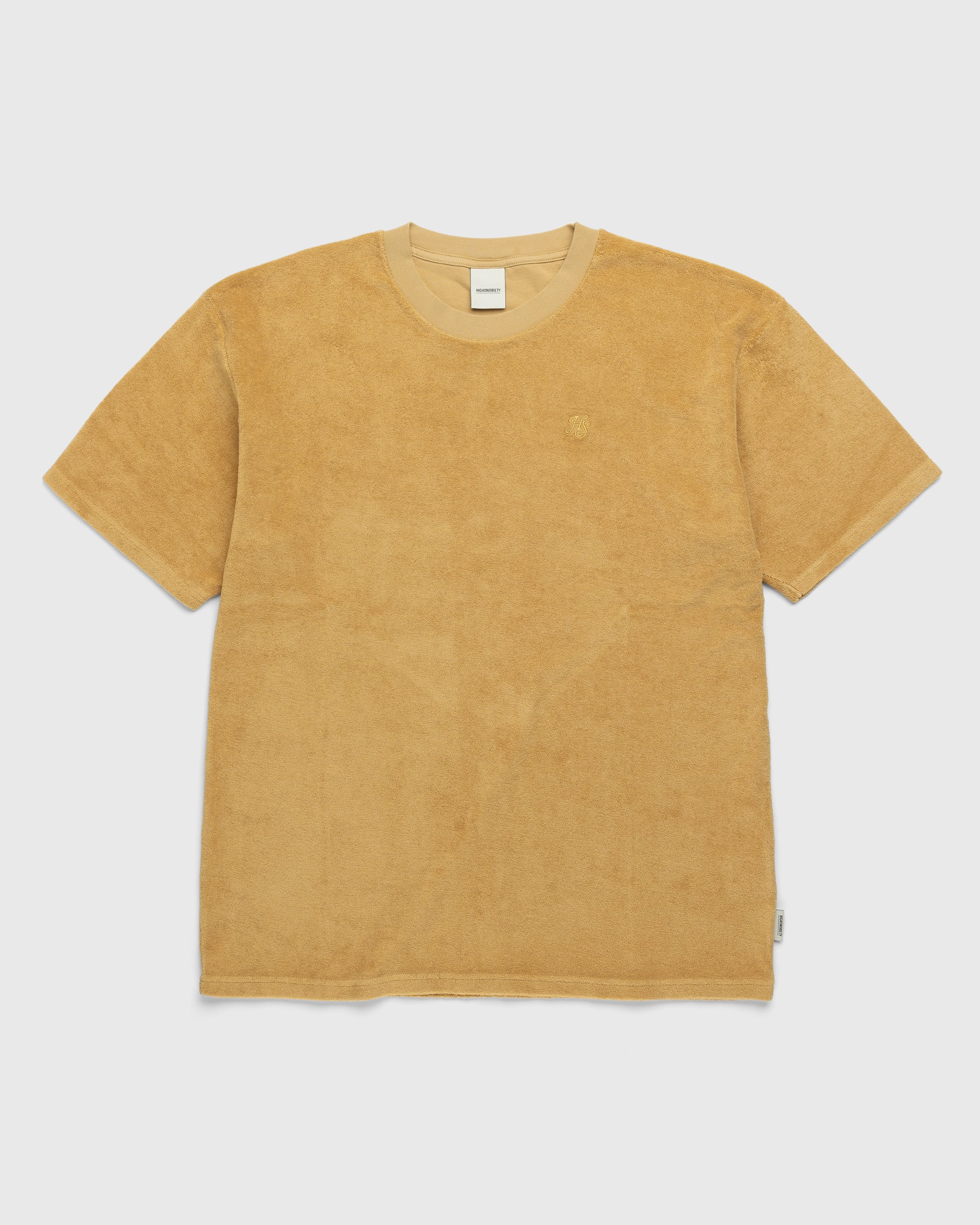 Highsnobiety - HS Logo Reverse Terry T-Shirt Brown - Clothing - Brown - Image 1