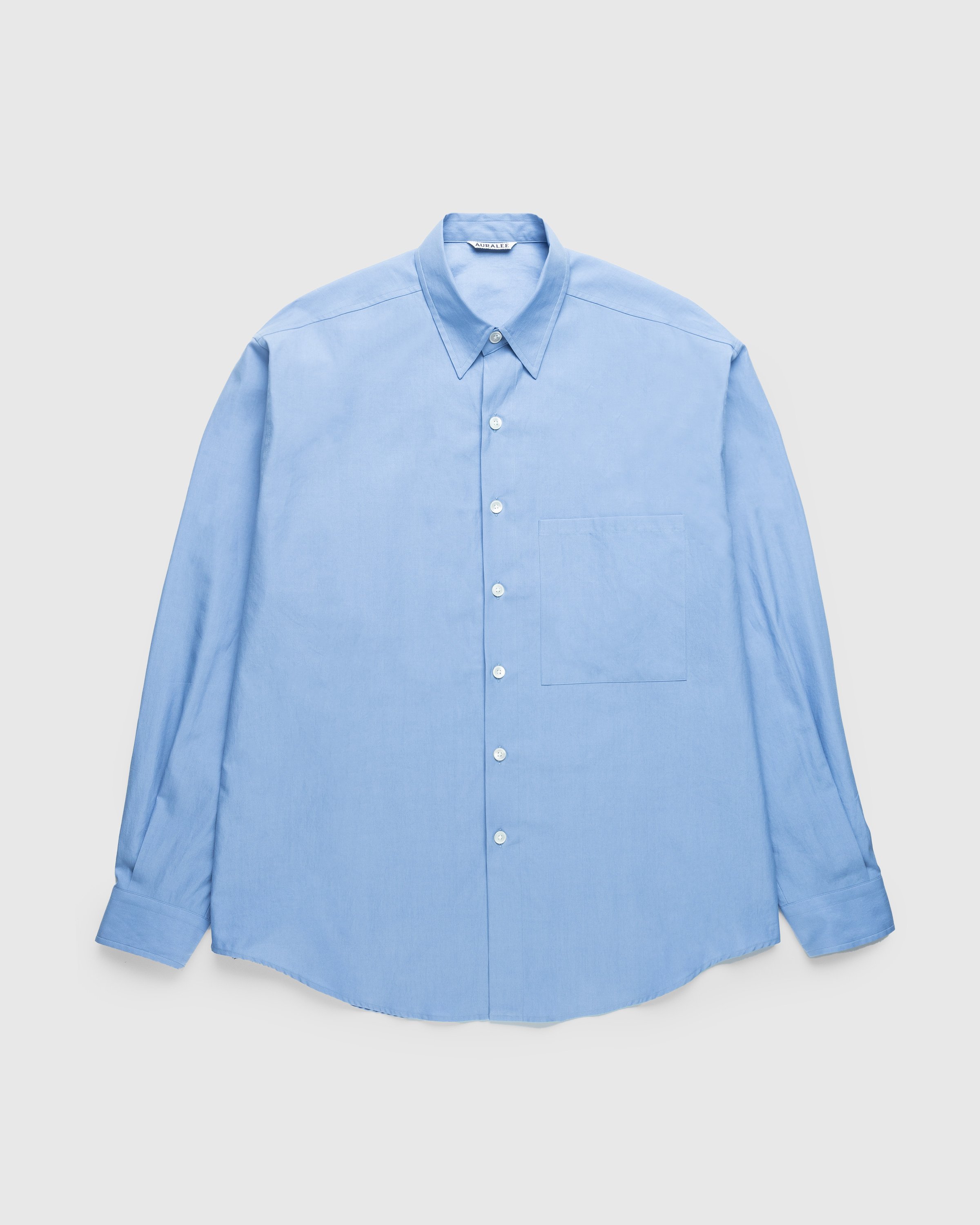 Auralee - Washed Finks Twill Big Shirt Blue - Clothing - Blue - Image 1