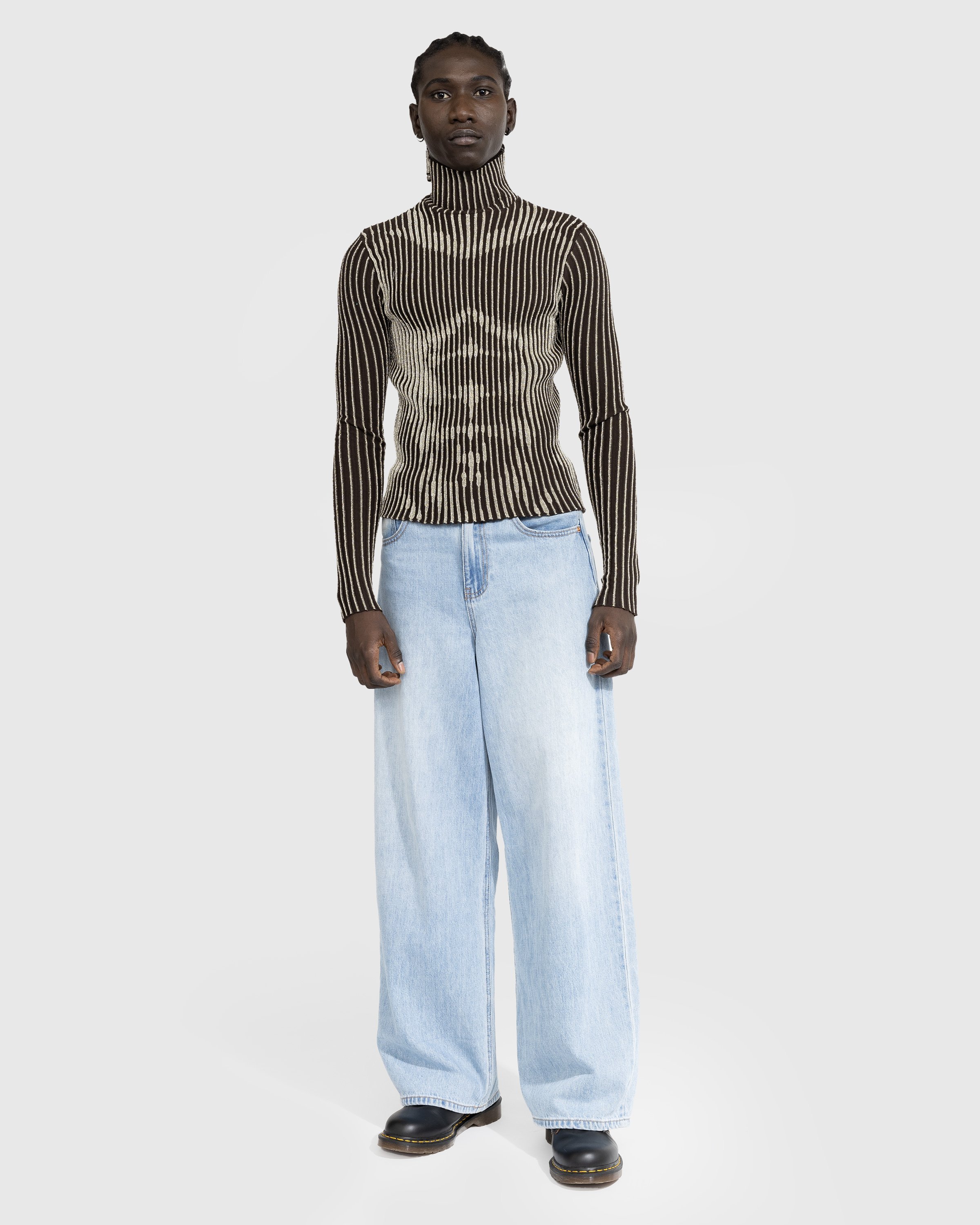 Jean Paul Gaultier - Trompe L'oeil Lurex Long-Sleeve Brown/Silver - Clothing - Brown - Image 4