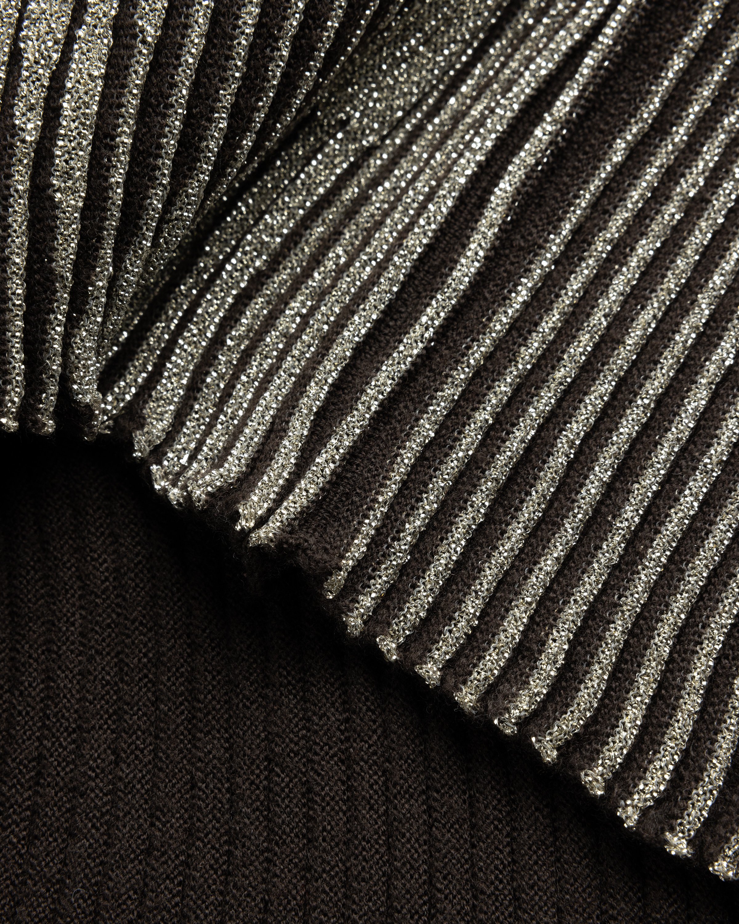 Jean Paul Gaultier - Trompe L'oeil Lurex Long-Sleeve Brown/Silver - Clothing - Brown - Image 5