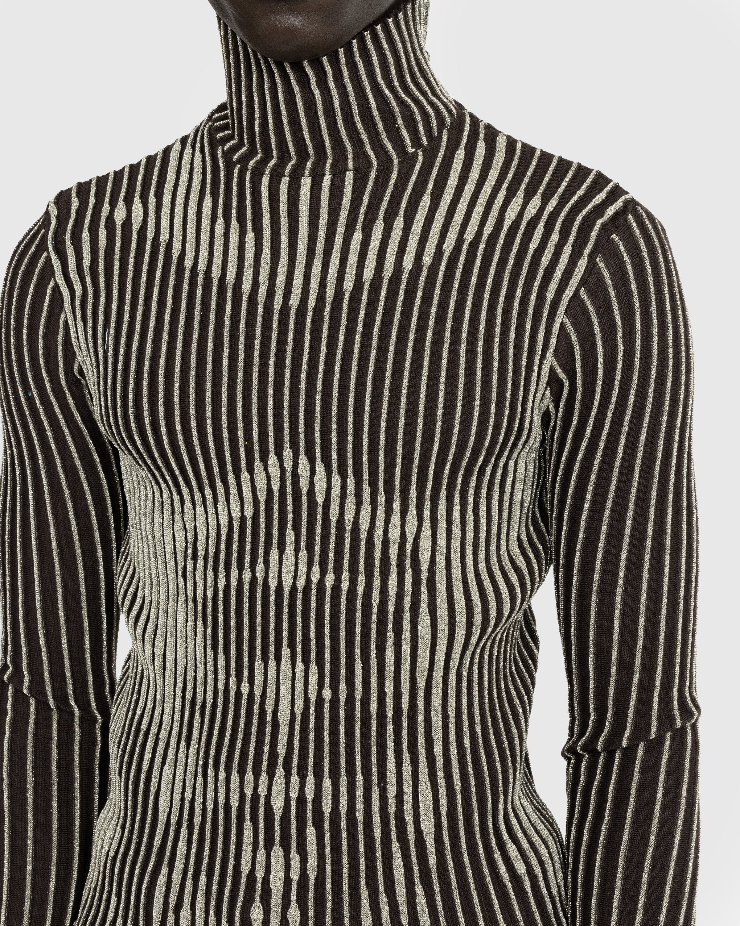 Jean Paul Gaultier - Trompe L'oeil Lurex Long-Sleeve Brown/Silver - Clothing - Brown - Image 7