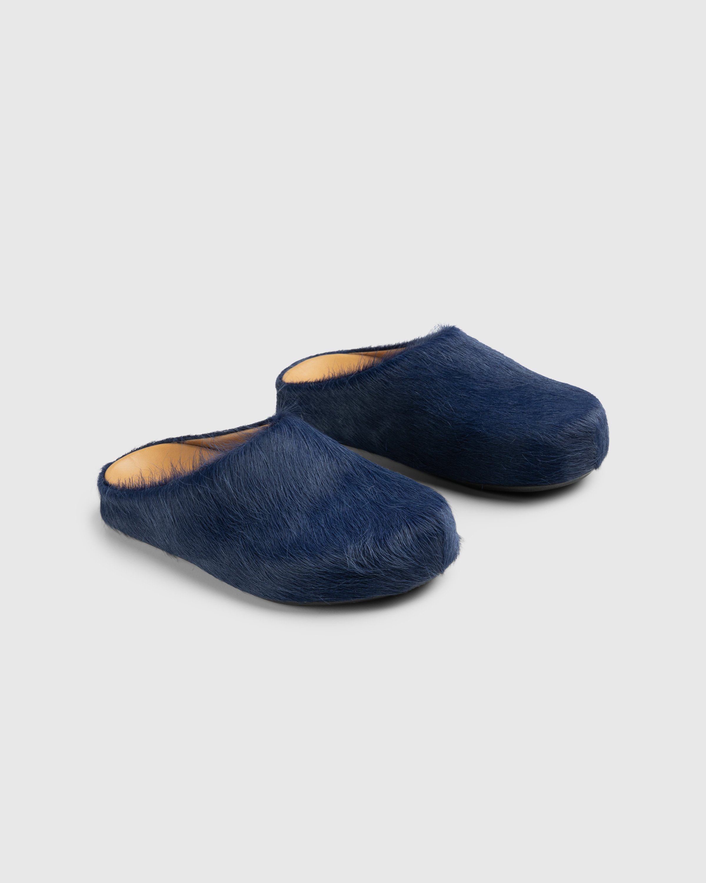 Marni - Long Hair Calfskin Mule Sabot Blue - Footwear - Multi - Image 3