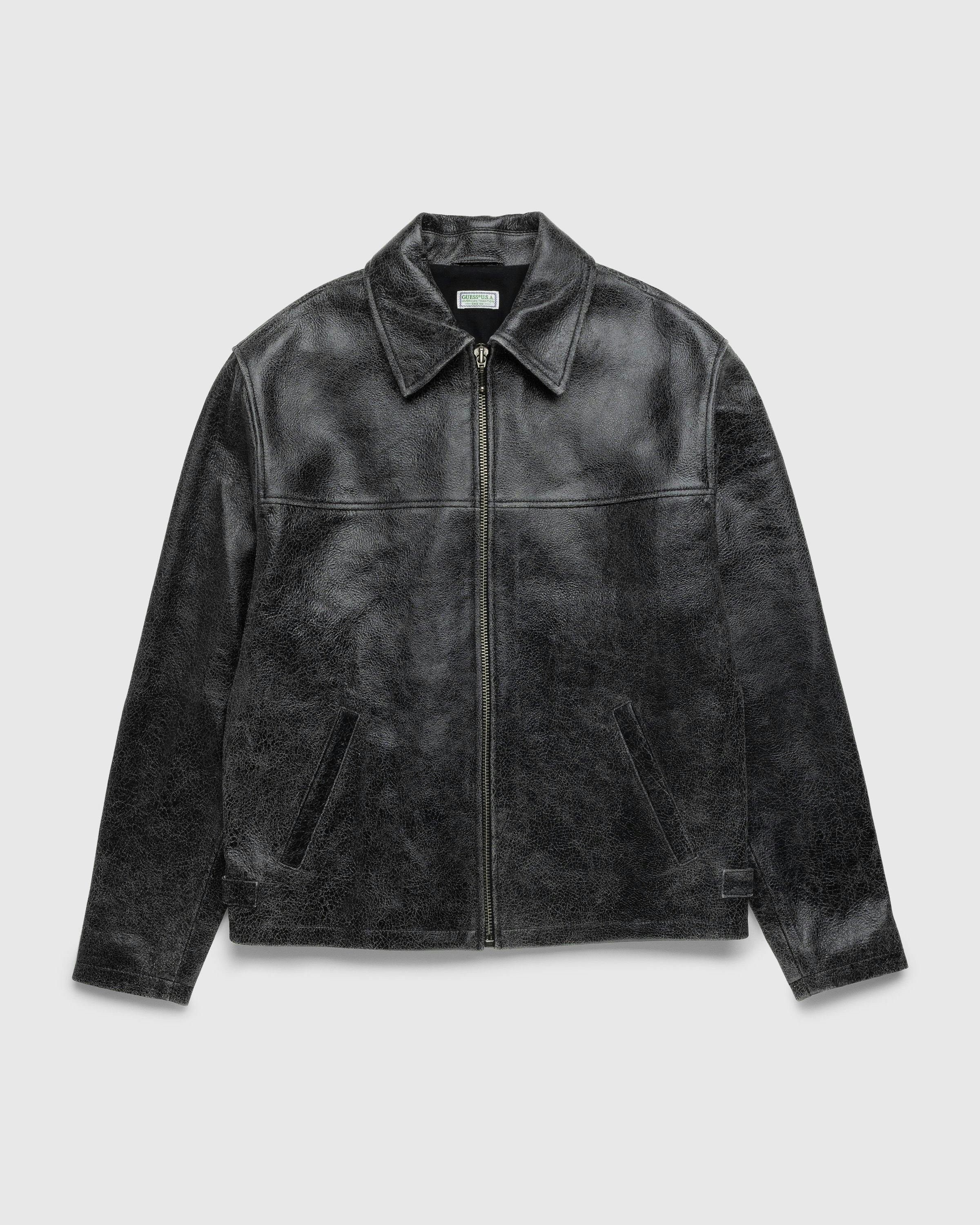 Large Guess Black Leather Jacket