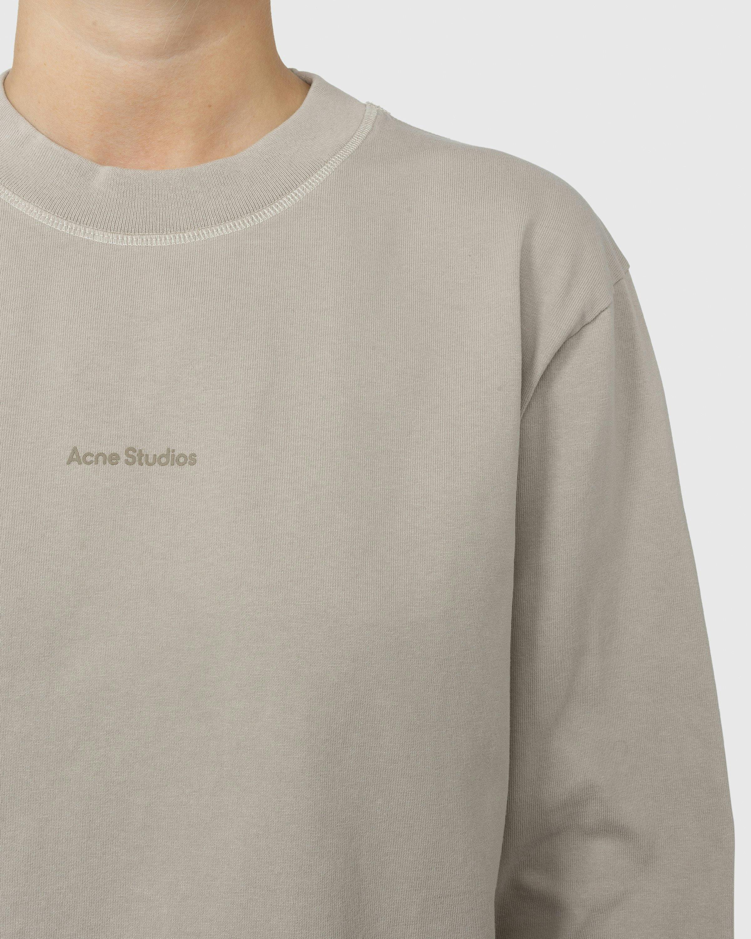 Acne Studios - Organic Cotton Logo Longsleeve Oyster Grey - Clothing - Beige - Image 5