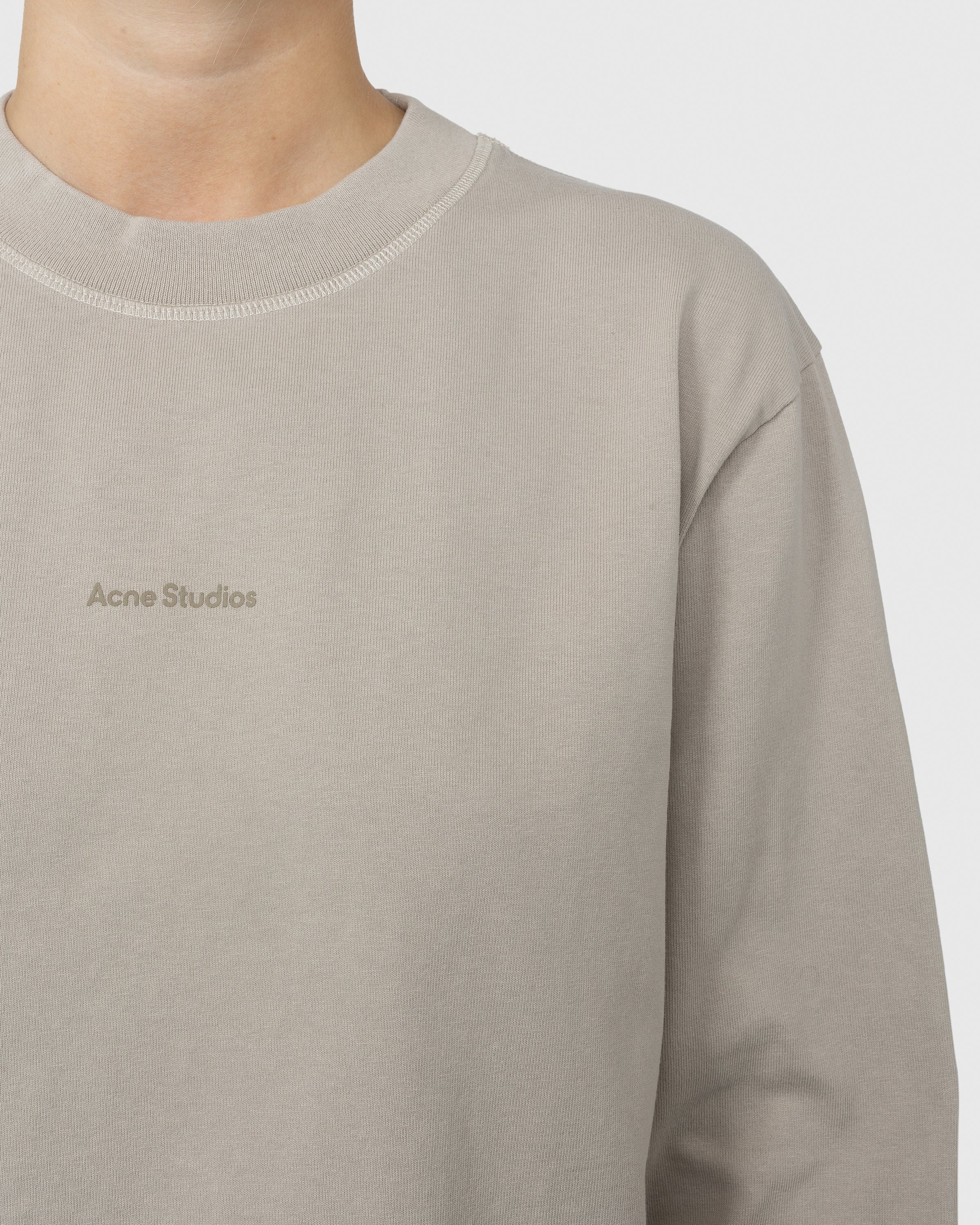 Acne Studios - Organic Cotton Logo Longsleeve Oyster Grey - Clothing - Beige - Image 5