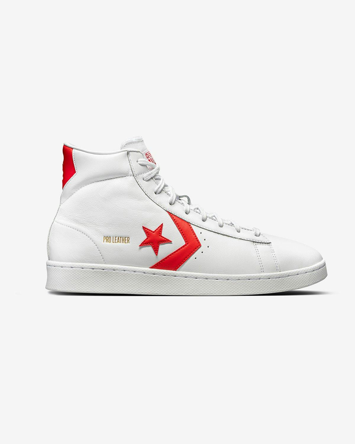 Converse - Pro Leather Mid White/University Red - Footwear - White - Image 1