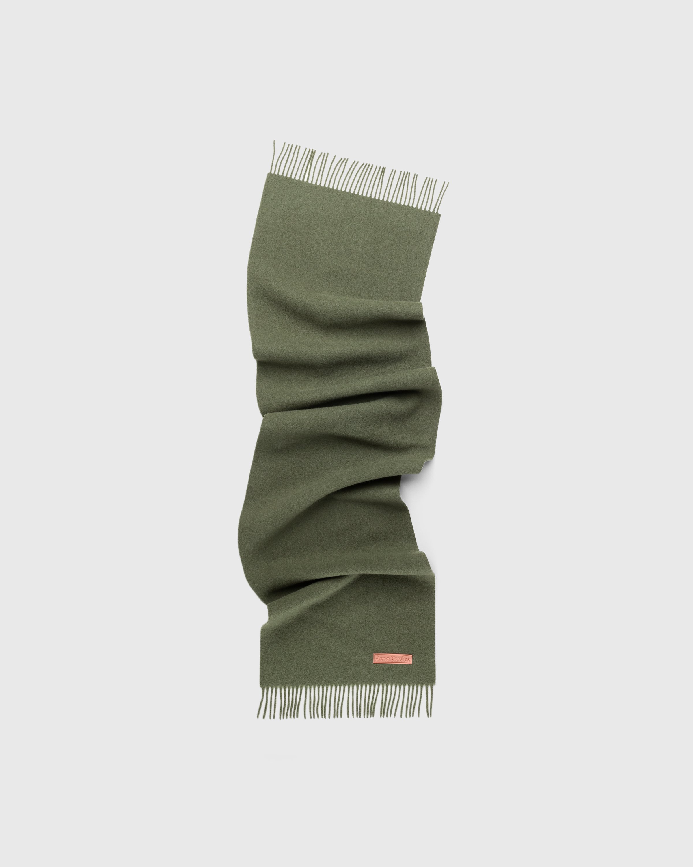 Acne Studios - Rich Wool Fringe Scarf Khaki Green - Accessories - Green - Image 1