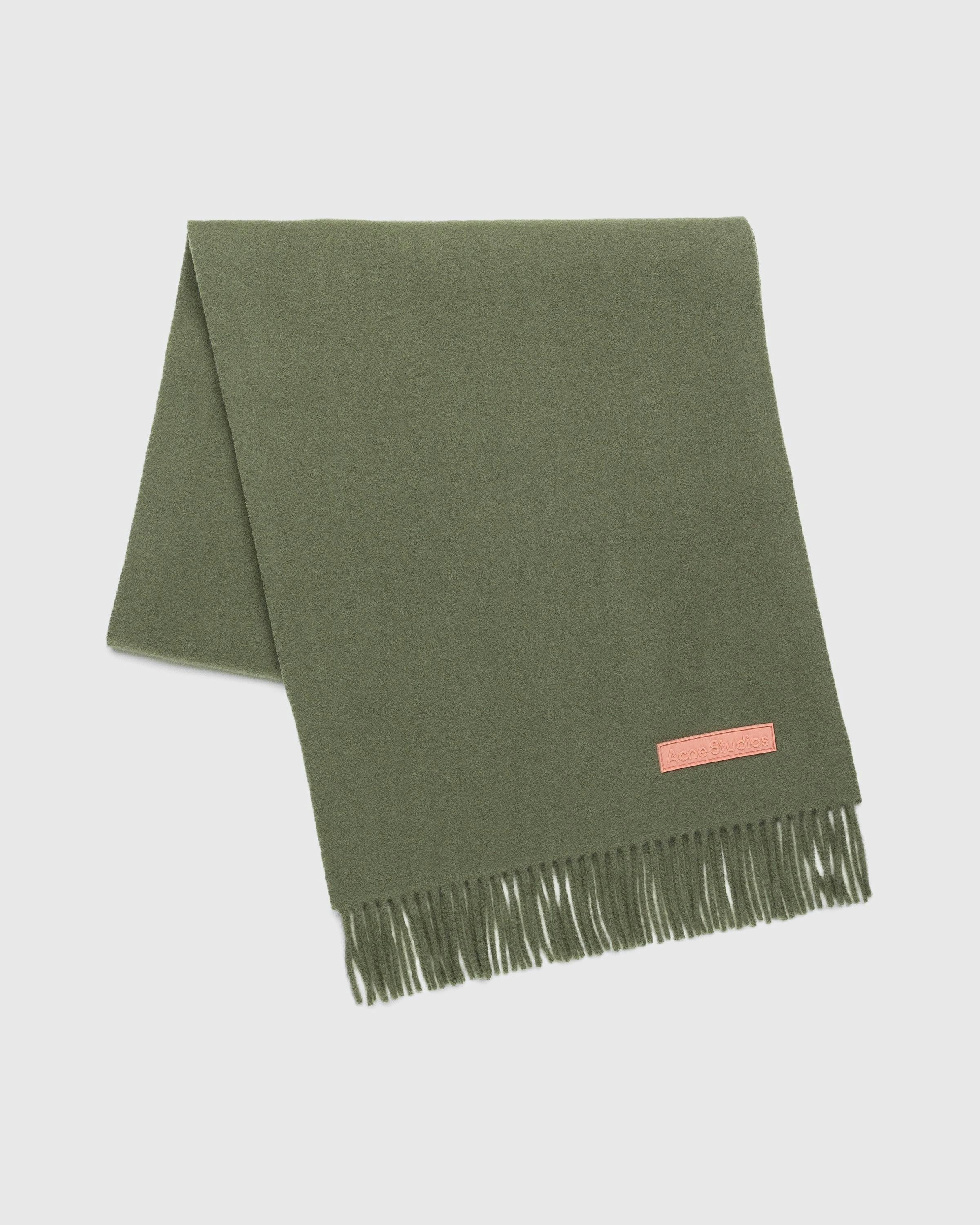 Acne Studios - Rich Wool Fringe Scarf Khaki Green - Accessories - Green - Image 2