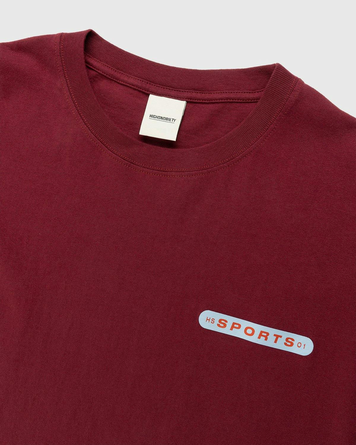 Highsnobiety - HS Sports Round 01 T-Shirt Burgundy - Clothing - Red - Image 4