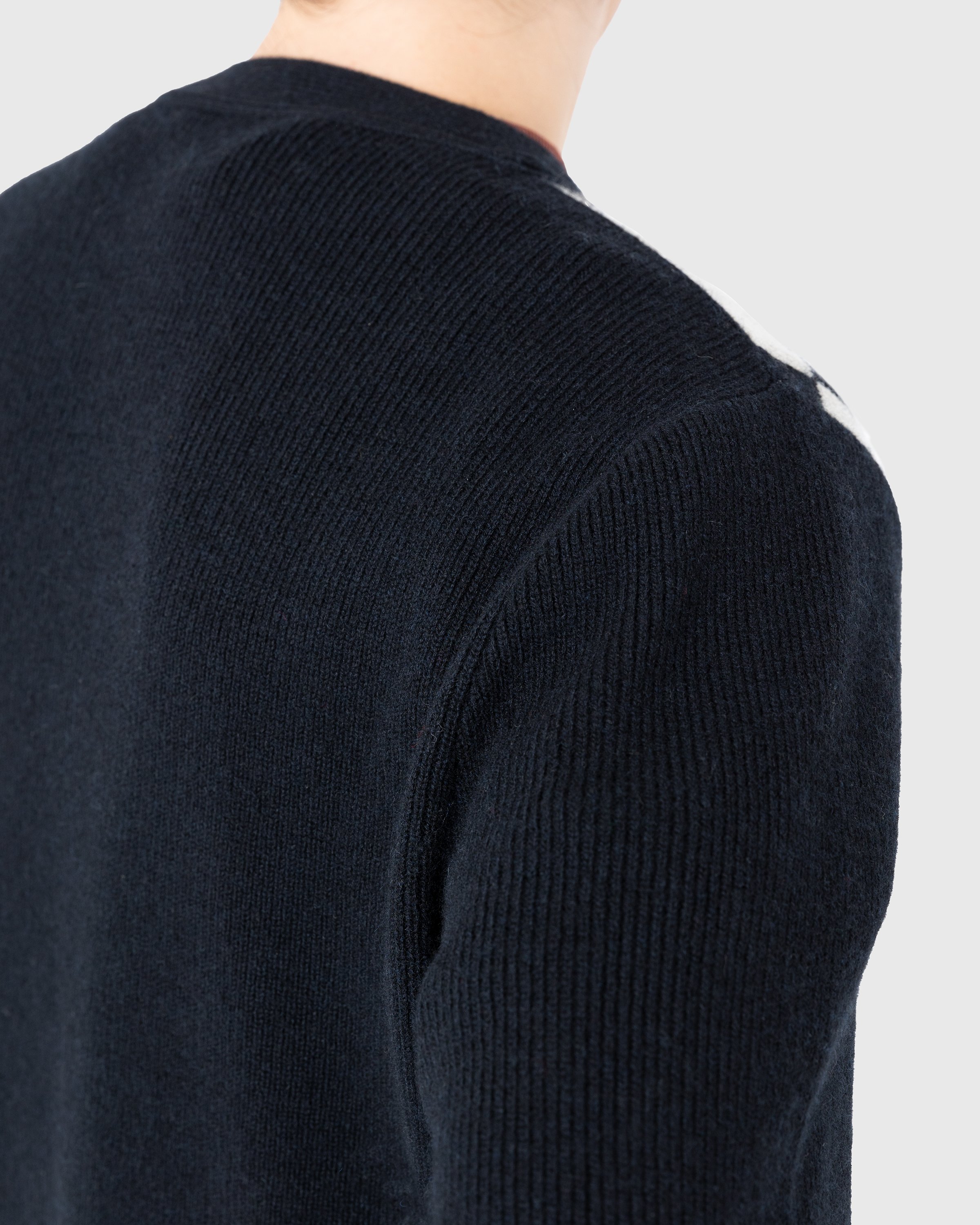 Acne Studios - Knit Wool Cardigan Black/Oatmeal Melange - Clothing - Black - Image 5