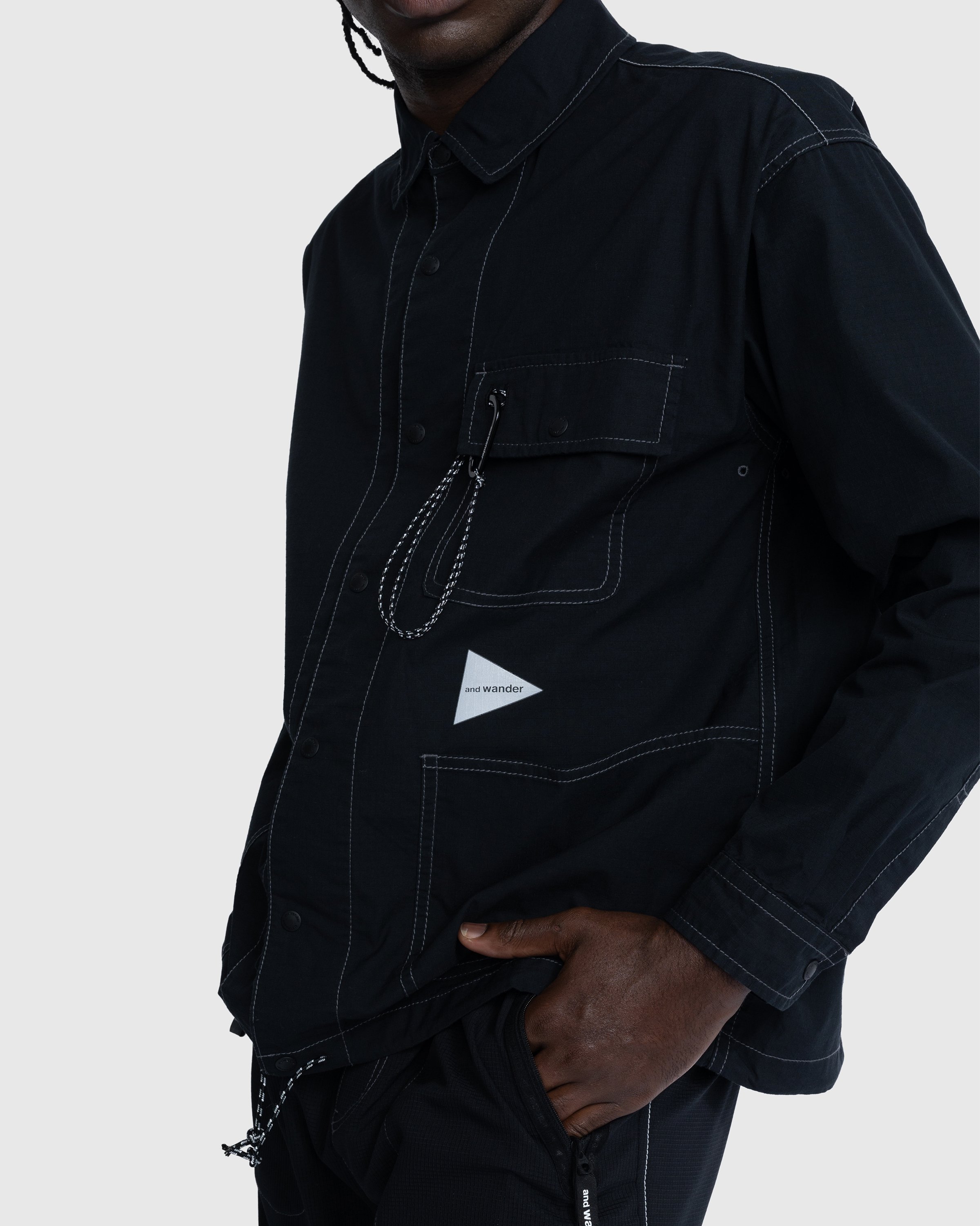 And Wander - Dry Ripstop Shirt Jacket Black - Clothing - Black - Image 4