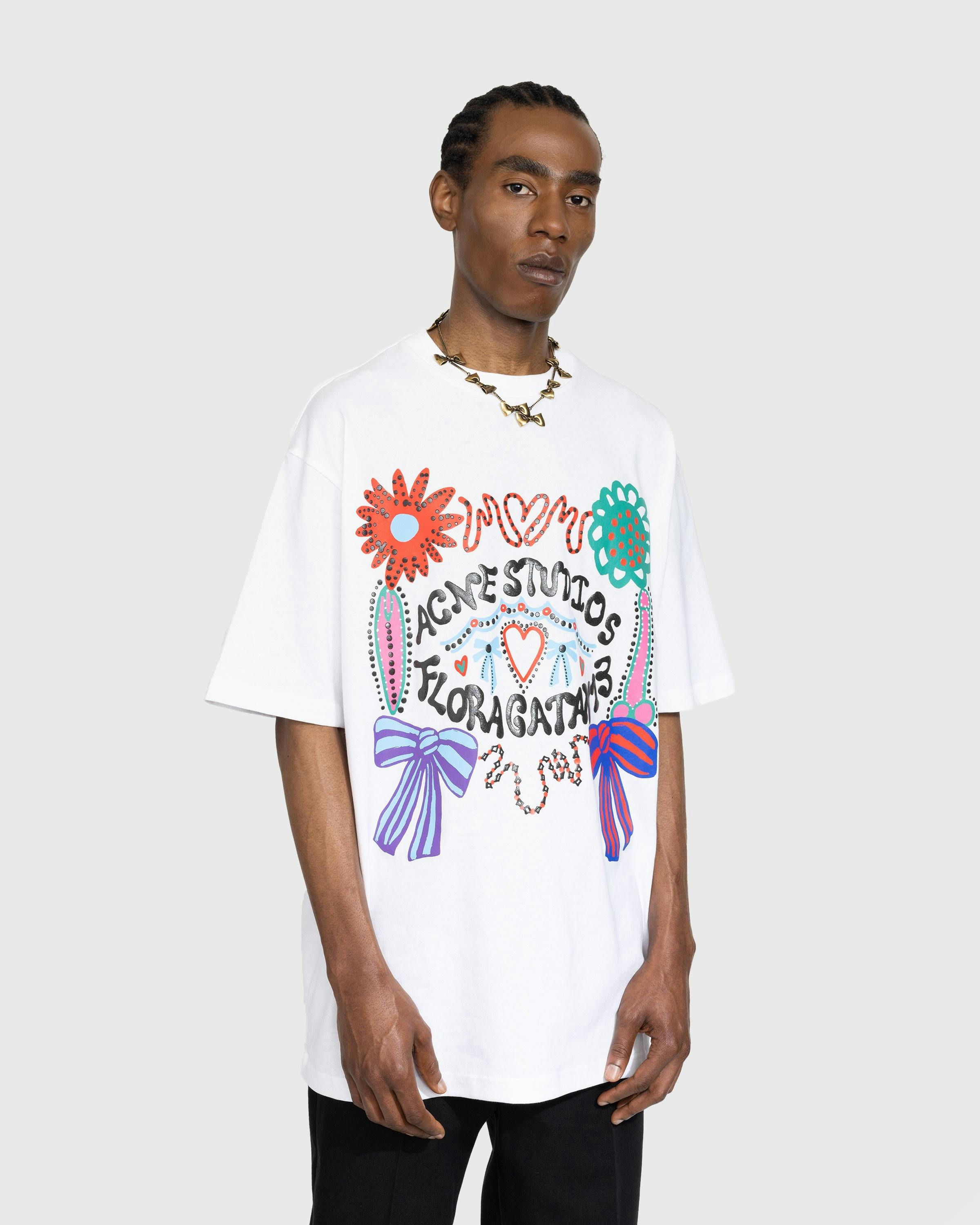 Acne Studios - Floragatan 13 Screenprint T-Shirt White - Clothing - White - Image 3