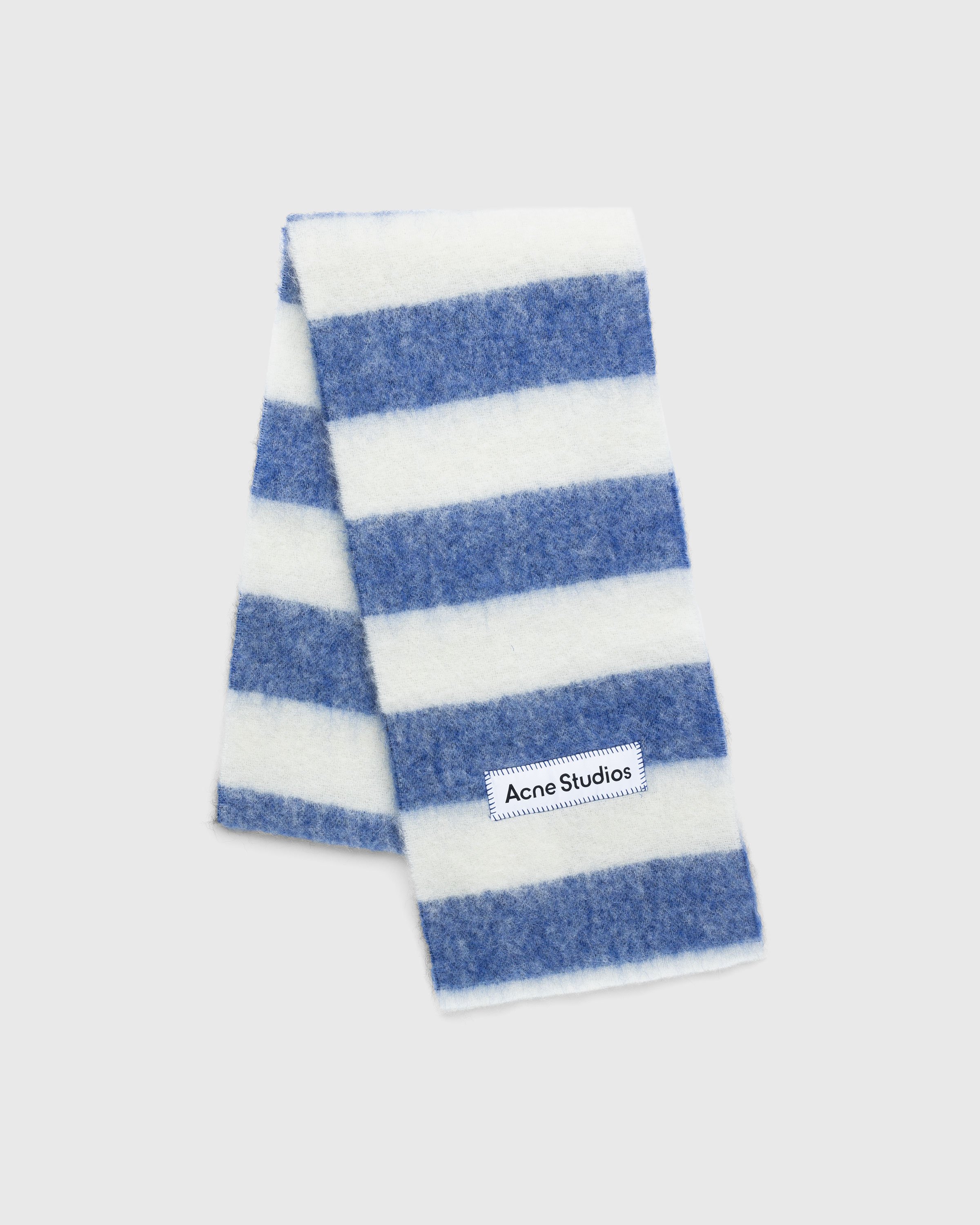 Acne Studios - Striped Wool Blend Scarf Blue/White - Accessories - Blue - Image 2