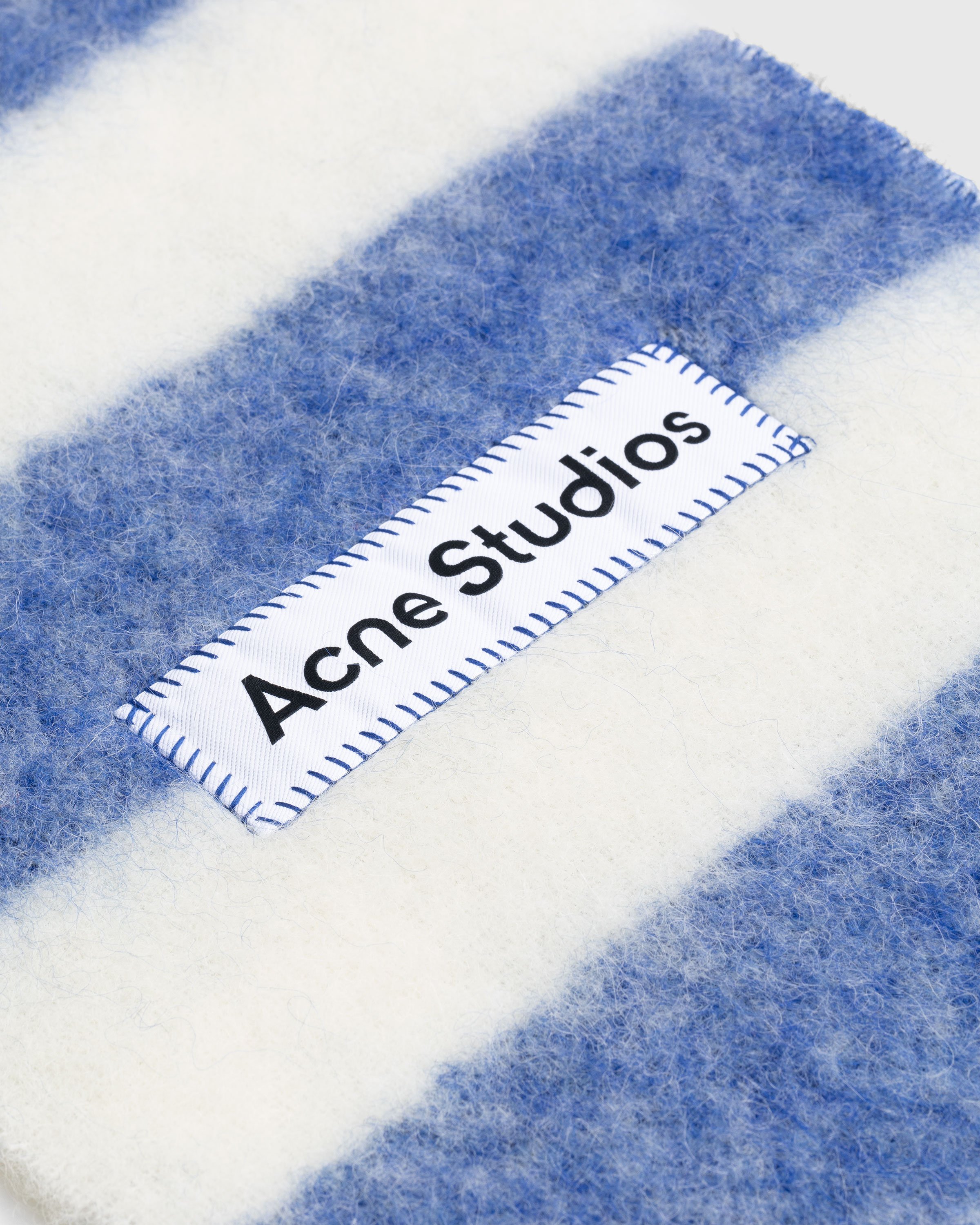 Acne Studios - Striped Wool Blend Scarf Blue/White - Accessories - Blue - Image 3