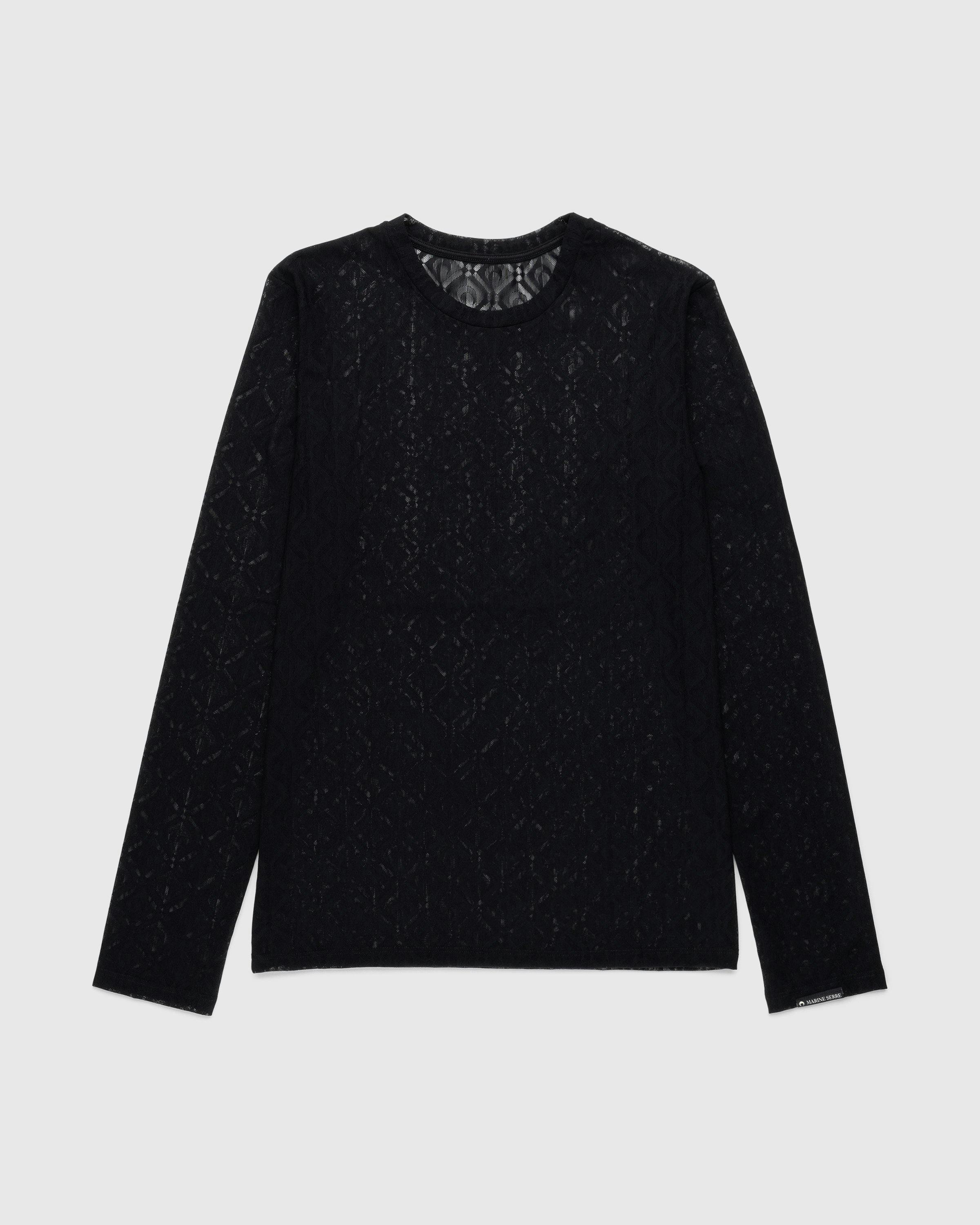 Marine Serre - Moon Diamant Mesh Jacquard Longsleeve Top Black - Clothing - Black - Image 1