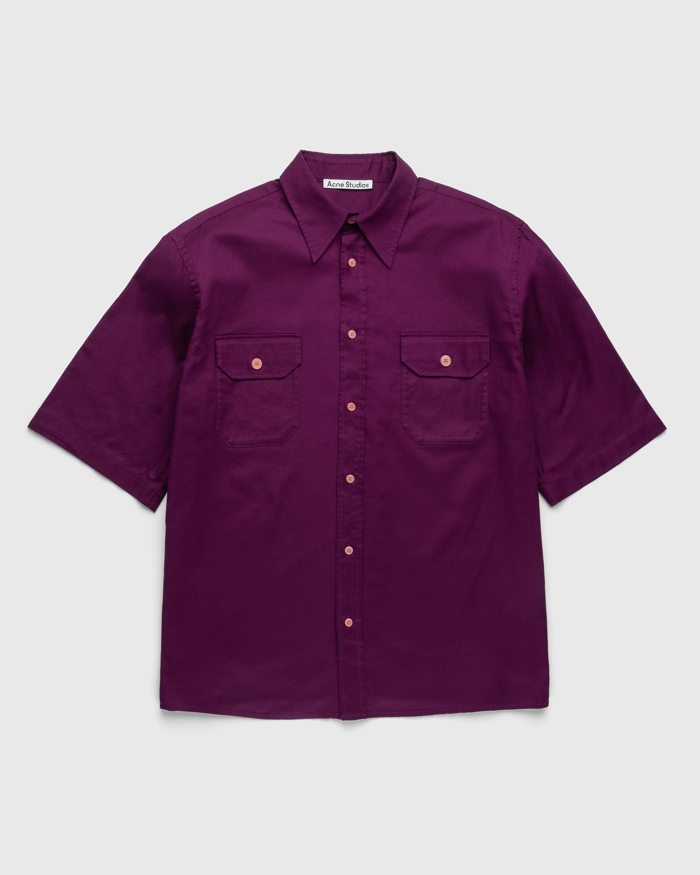 Acne Studios - Short-Sleeve Button-Up Shirt Purple - Clothing - Purple - Image 1