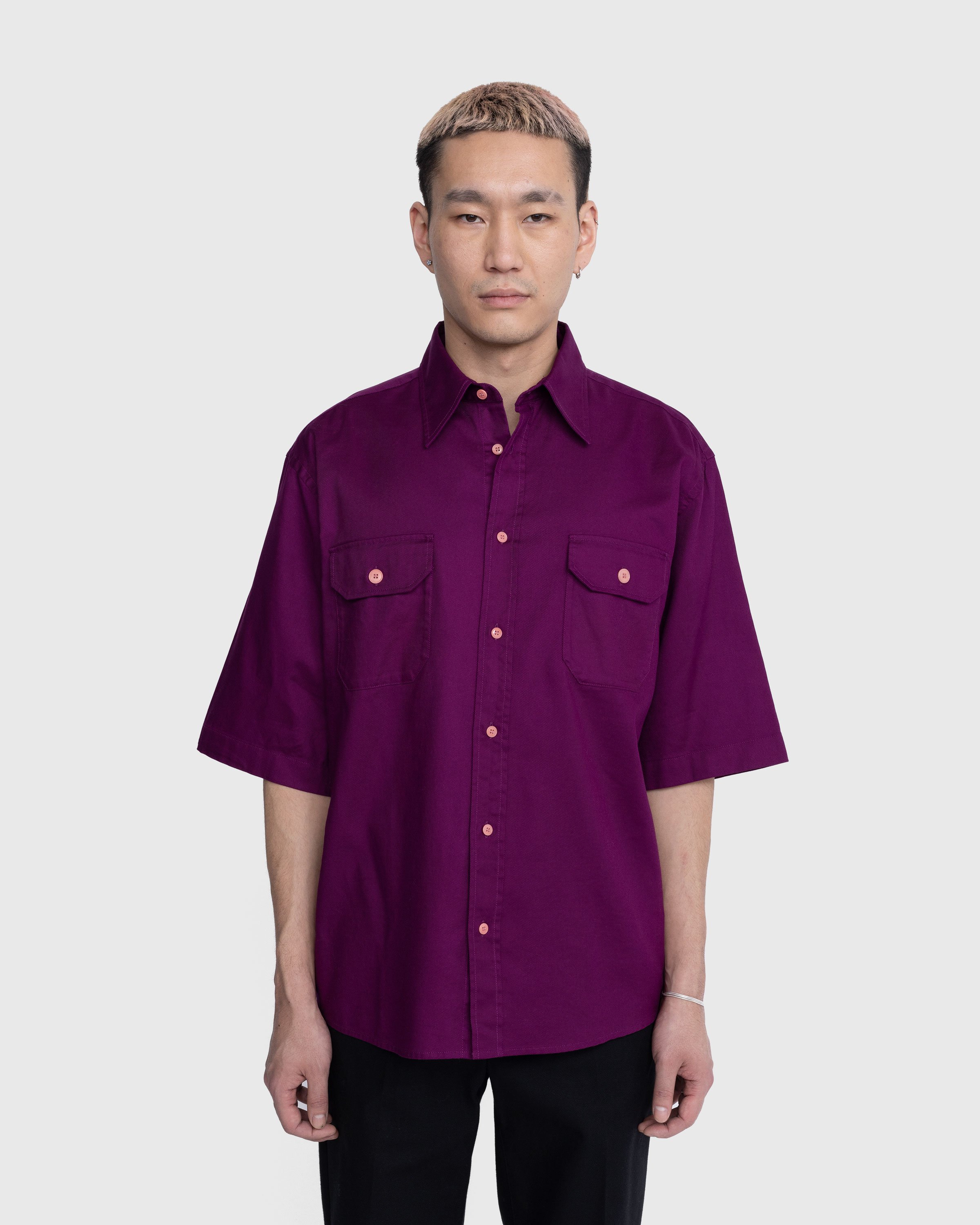 Acne Studios - Short-Sleeve Button-Up Shirt Purple - Clothing - Purple - Image 2