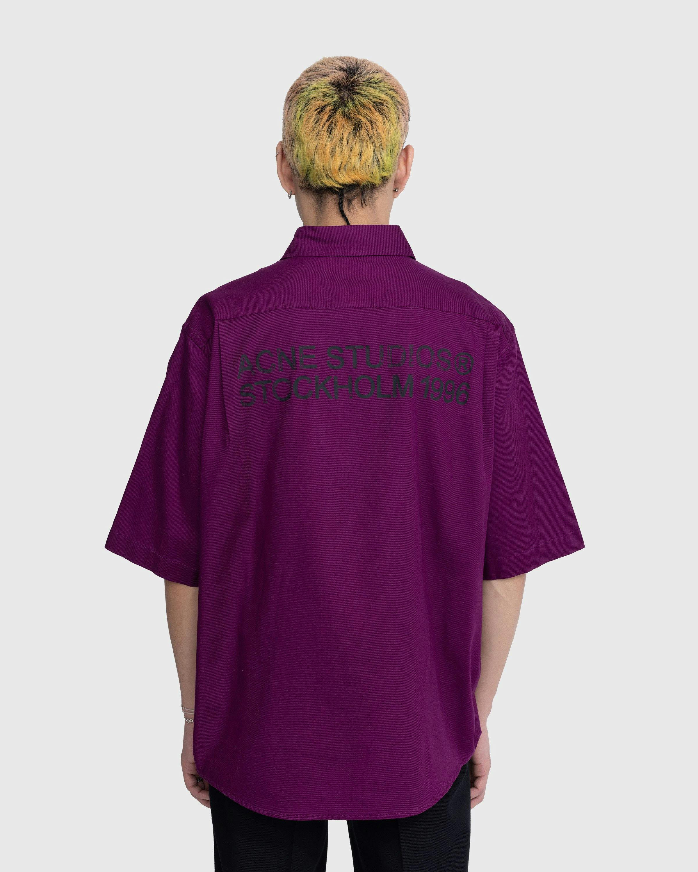 Acne Studios - Short-Sleeve Button-Up Shirt Purple - Clothing - Purple - Image 3