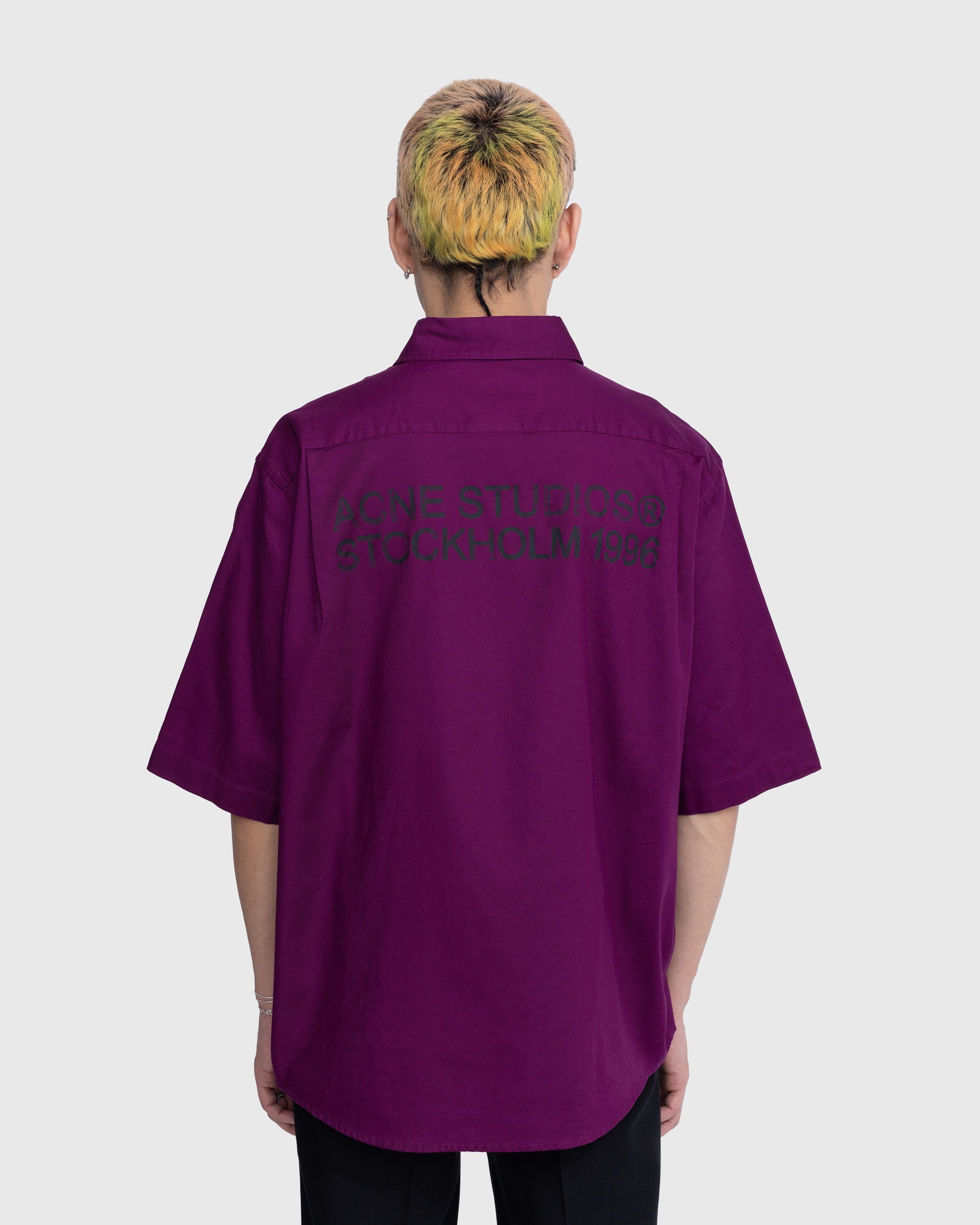 Acne Studios - Short-Sleeve Button-Up Shirt Purple - Clothing - Purple - Image 3
