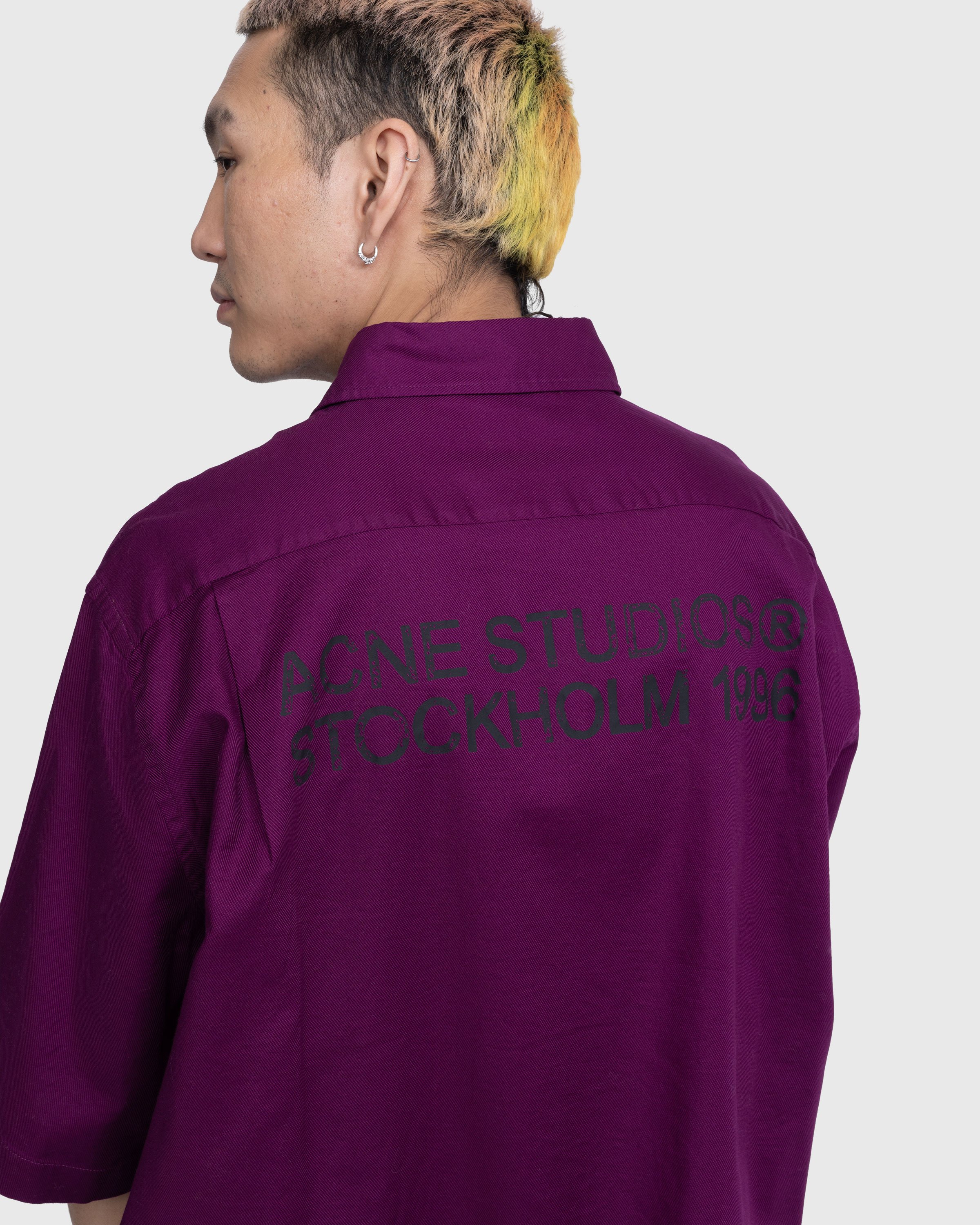 Acne Studios - Short-Sleeve Button-Up Shirt Purple - Clothing - Purple - Image 5